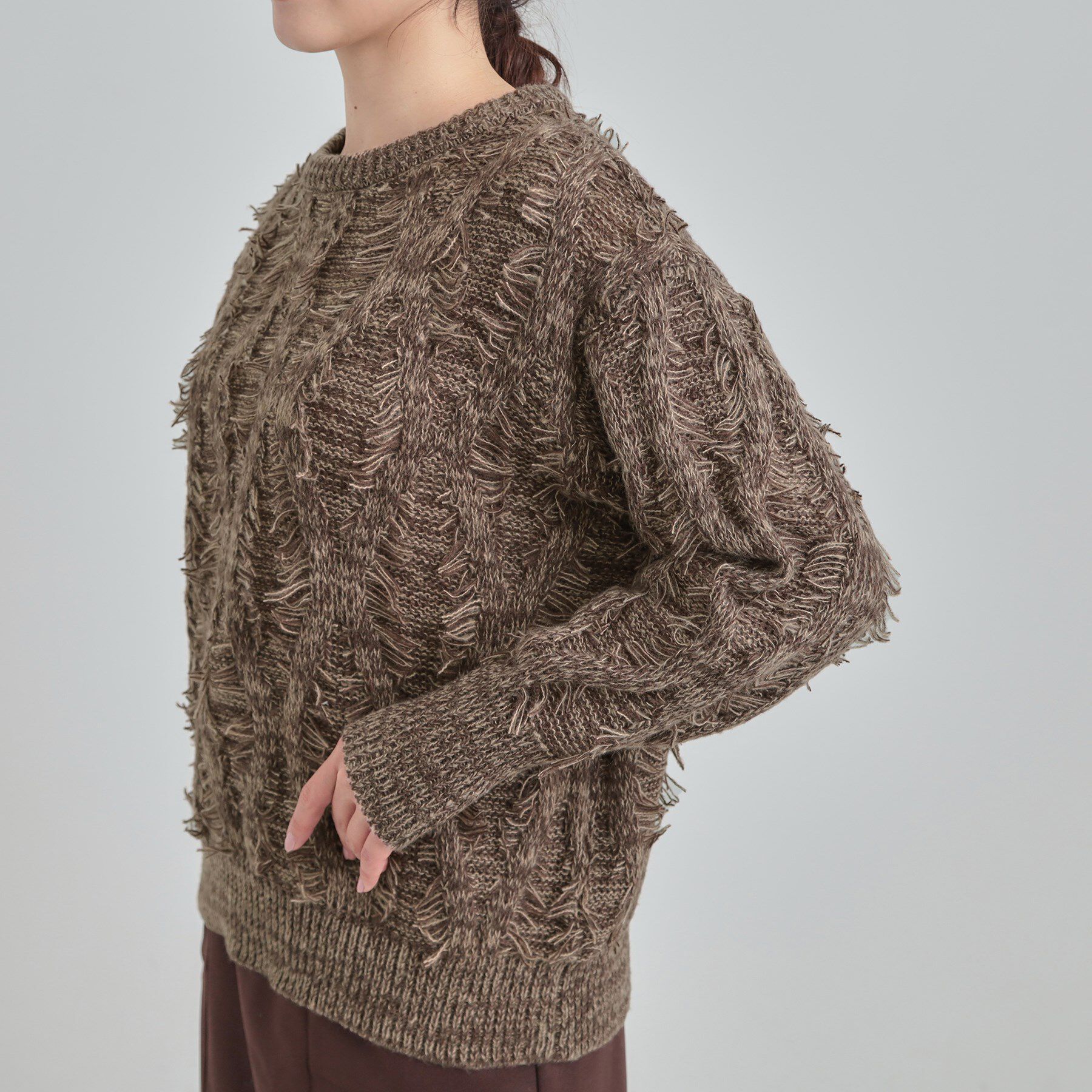 SHOO･LA･RUE「【S-LL】大人も着やすいシックなカラー 主役級フリンジニット」|ニット・セーター|