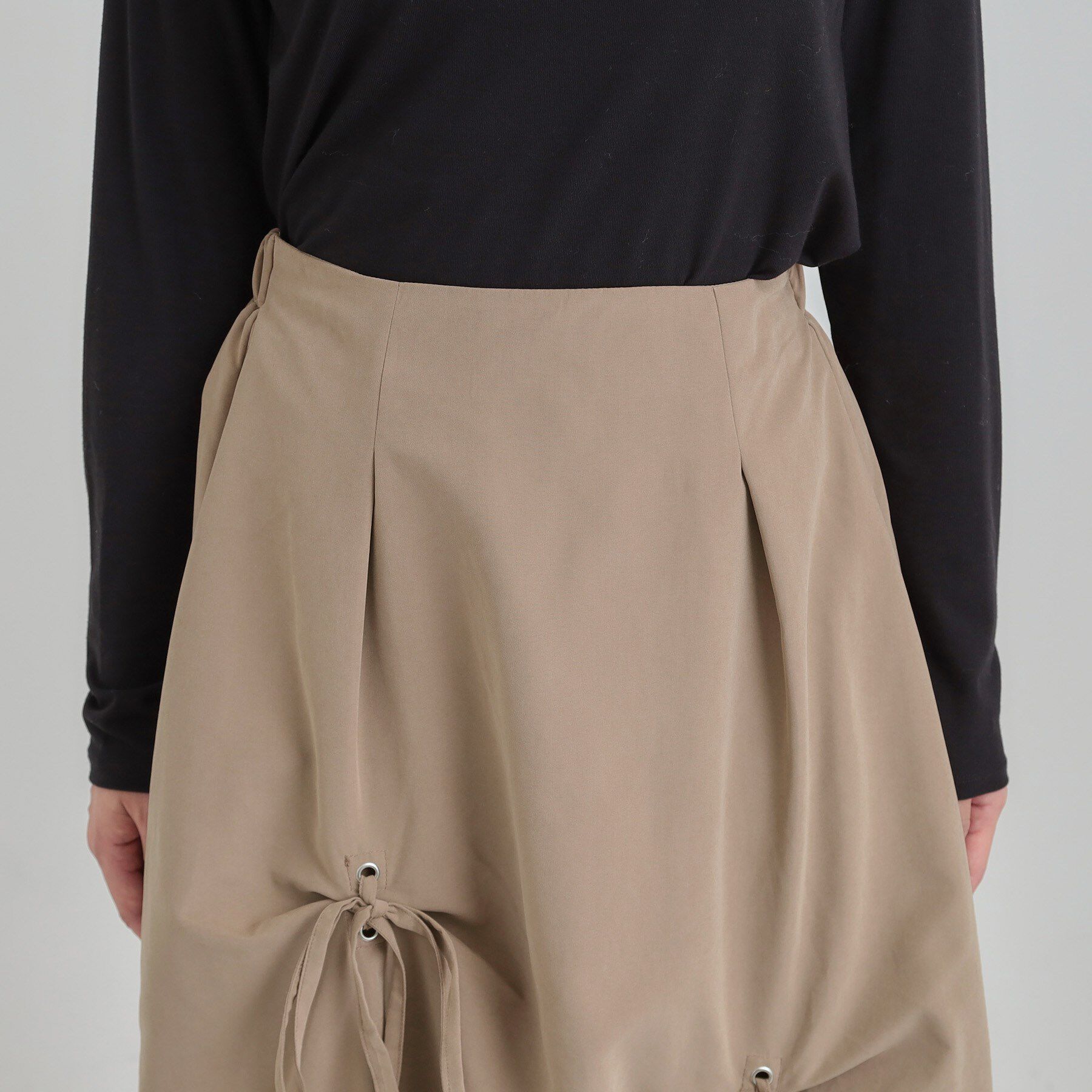 SHOO･LA･RUE「リボンタック ピーチ起毛 フレアスカート」|スカート|