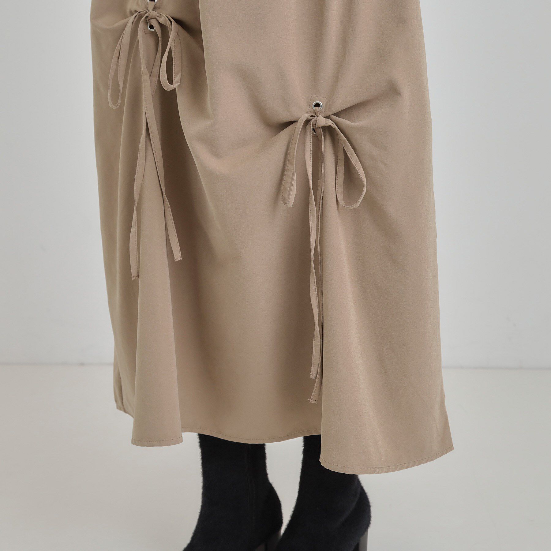 SHOO･LA･RUE「リボンタック ピーチ起毛 フレアスカート」|スカート|