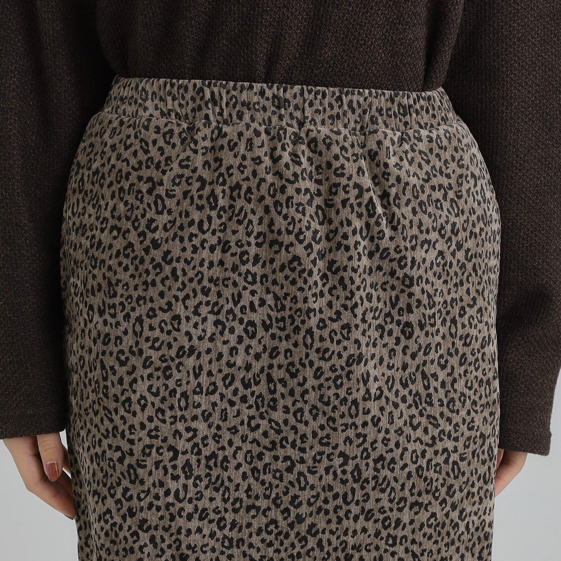 SHOO･LA･RUE「【あったか】両面起毛 ベロアレオパード柄スカート」|スカート|