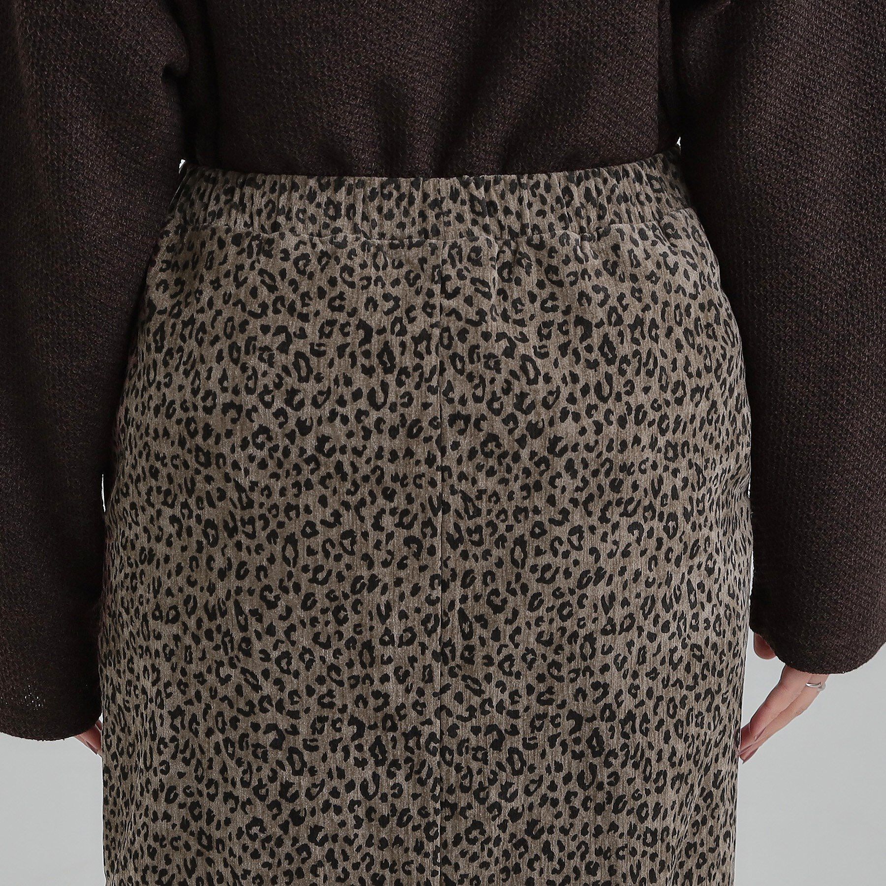 SHOO･LA･RUE「【あったか】両面起毛 ベロアレオパード柄スカート」|スカート|