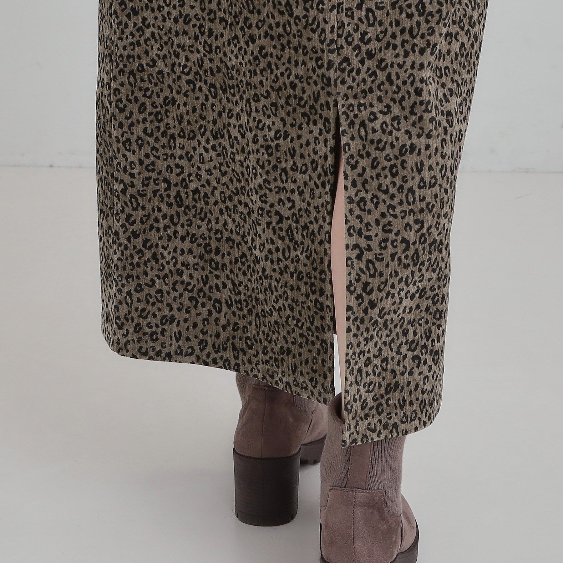 SHOO･LA･RUE「【あったか】両面起毛 ベロアレオパード柄スカート」|スカート|