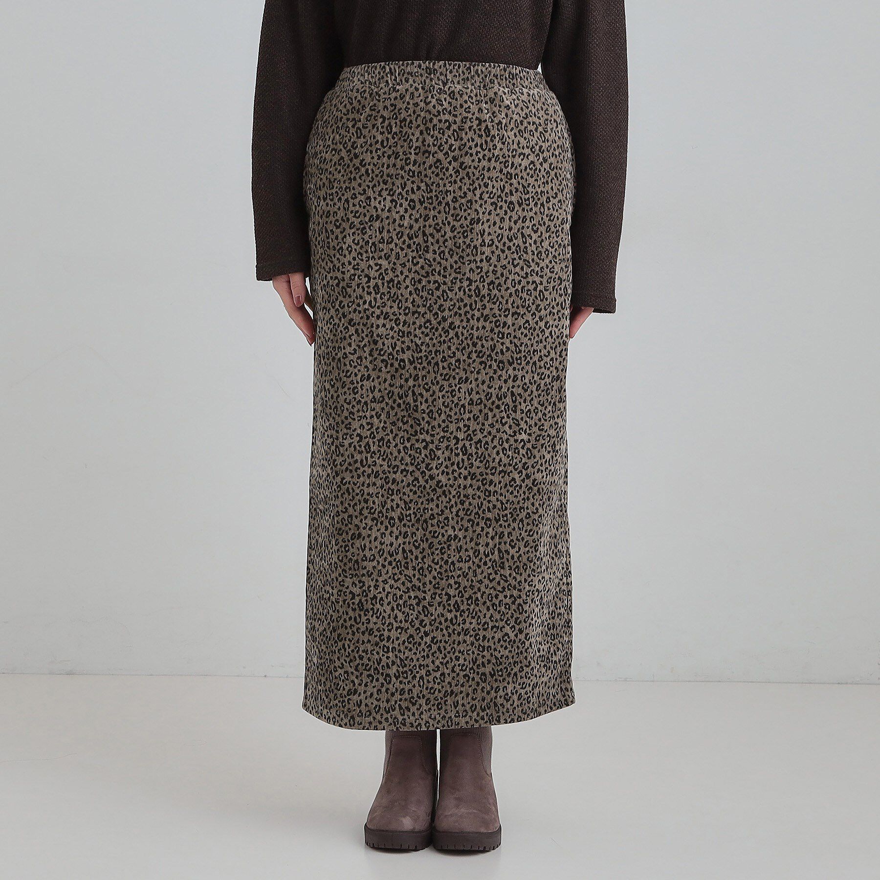 SHOO･LA･RUE「【あったか】両面起毛 ベロアレオパード柄スカート」|スカート|