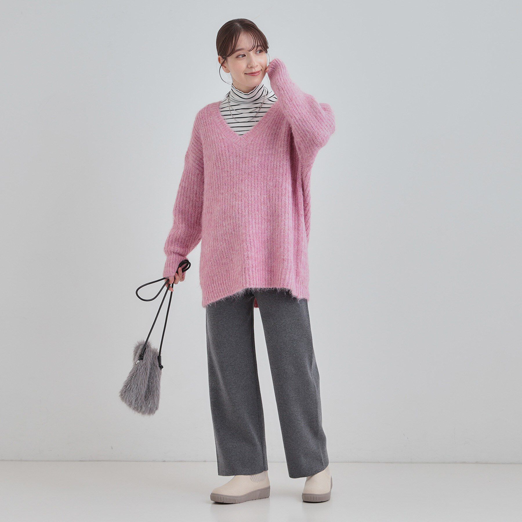 SHOO･LA･RUE「ふわふわタッチ Vネックニットチュニック」|チュニック|