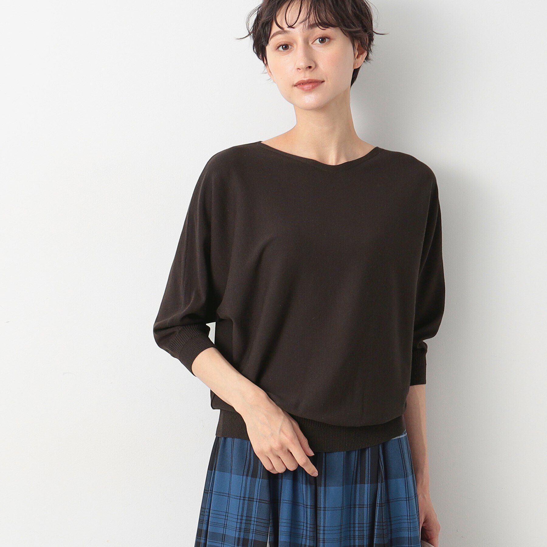 Dessin「【洗える】後ろボタンニットプルオーバー（XS～L）」|ニット・セーター|ブラウン(044)