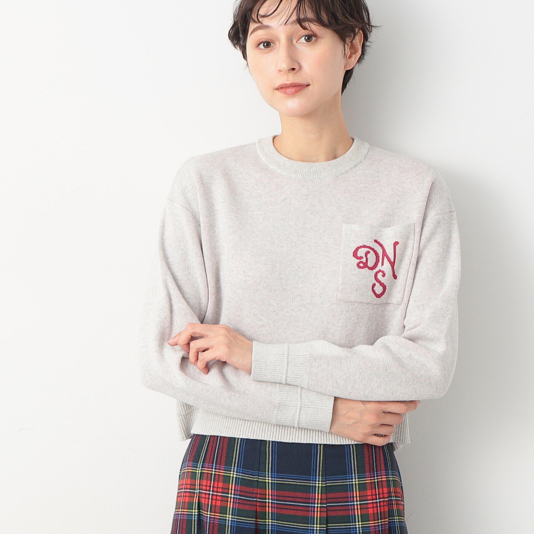 Dessin「【洗える】ロゴジャカードショート丈ニット（XS～L）」|ニット・セーター|