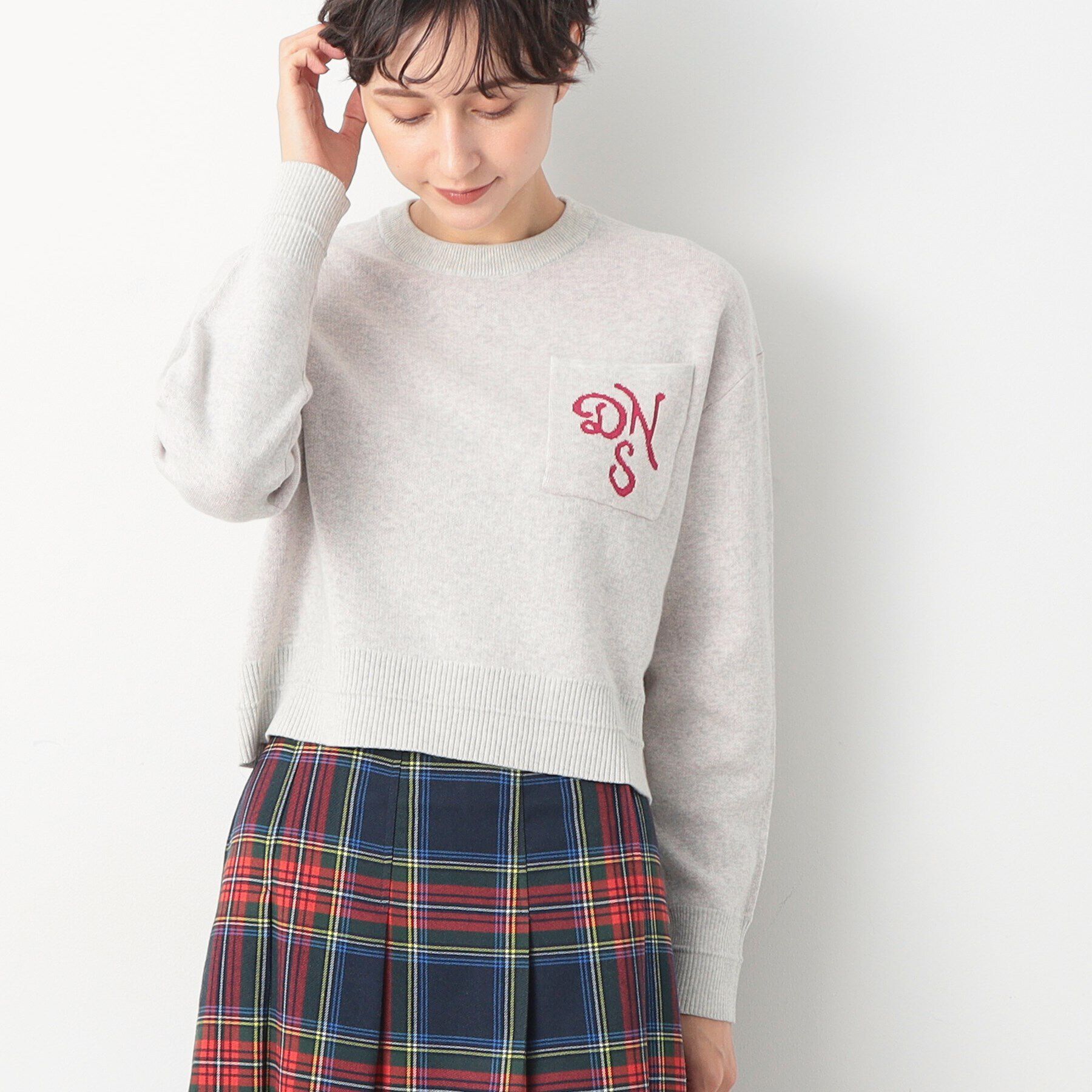 Dessin「【洗える】ロゴジャカードショート丈ニット（XS～L）」|ニット・セーター|