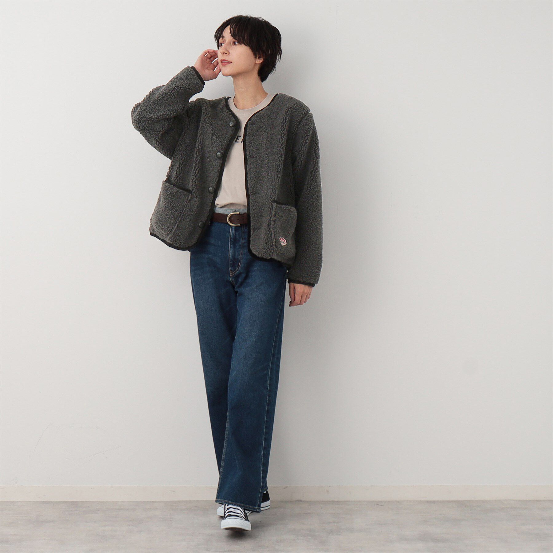 Dessin「【ユニセックス】ボタン付きボアジャケット」|ノーカラージャケット|