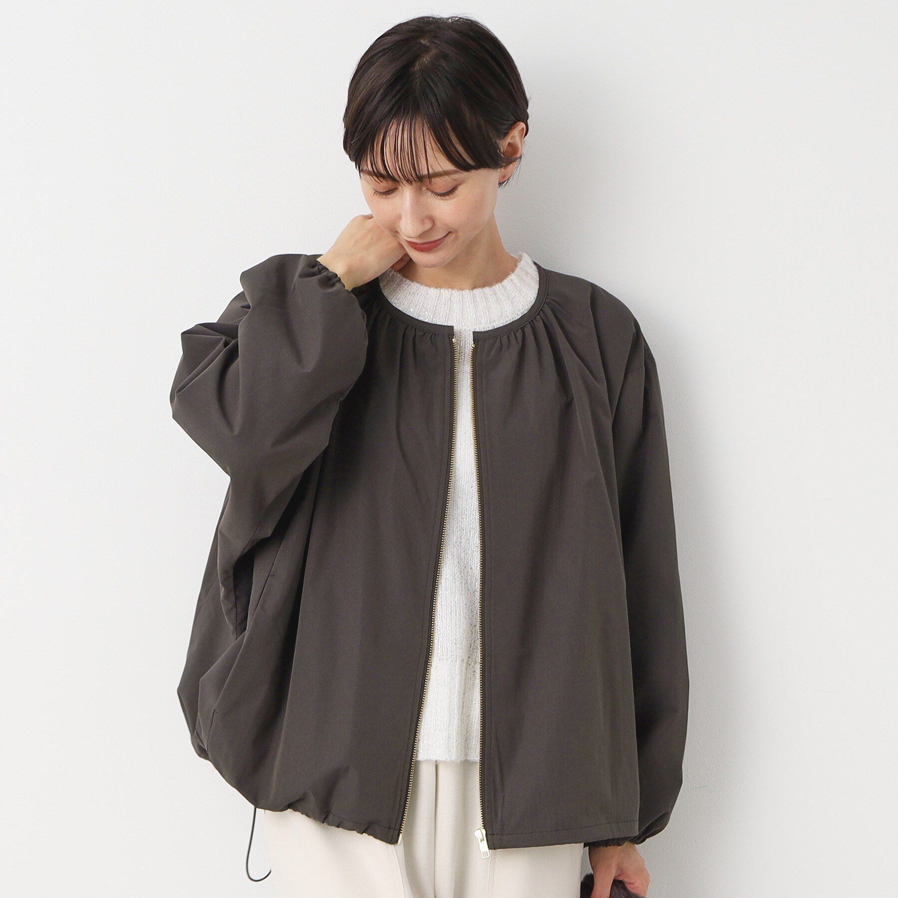 Dessin「【軽羽織り・洗える】ドローコード付きオーバーブルゾン」|ブルゾン・スタジャン|