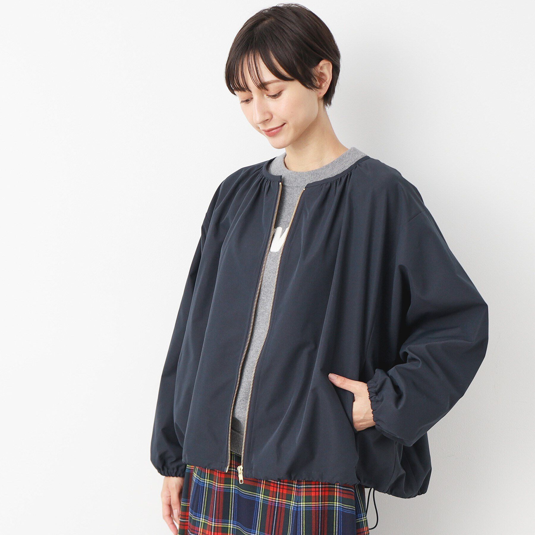 Dessin「【軽羽織り・洗える】ドローコード付きオーバーブルゾン」|ブルゾン・スタジャン|