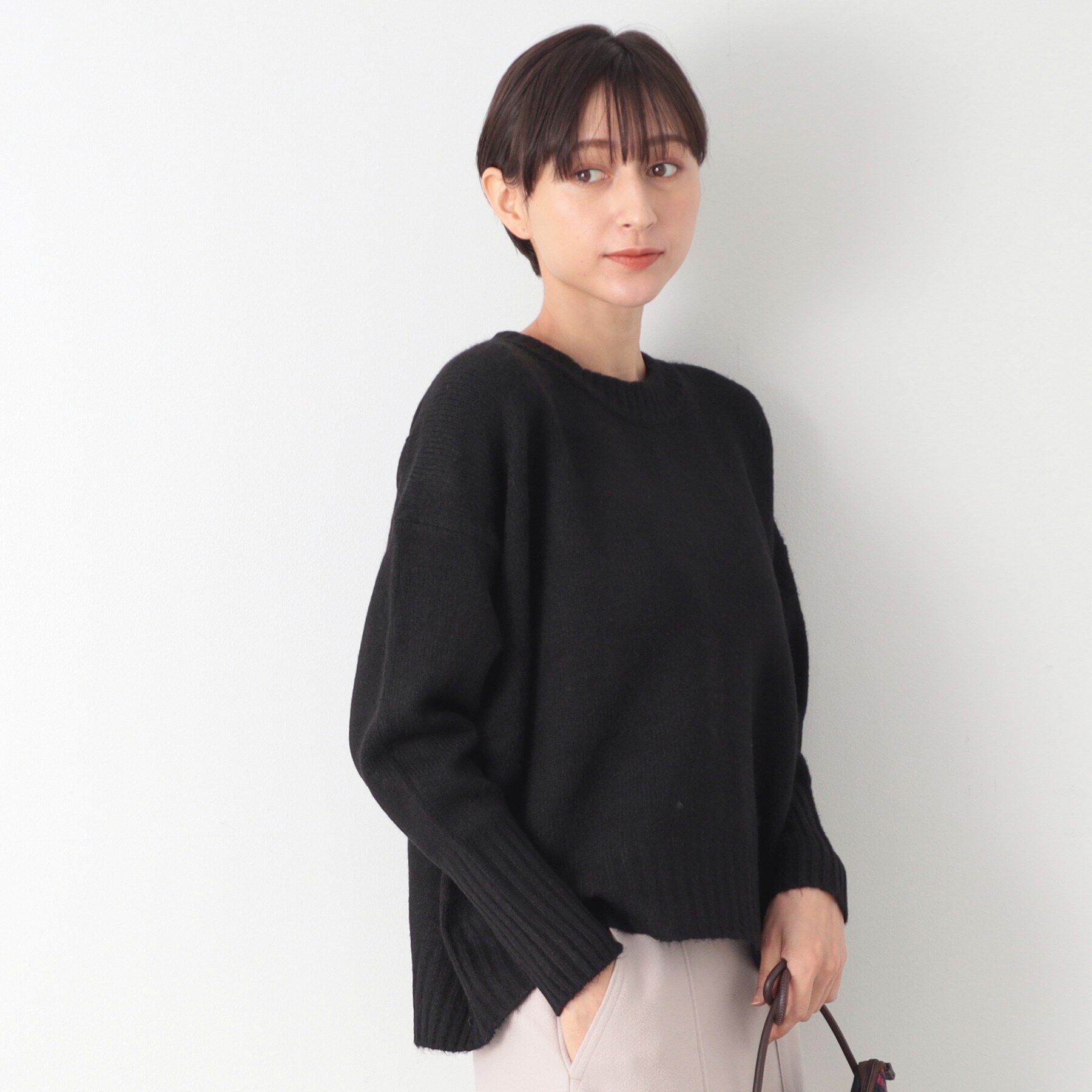 Dessin「【洗える】ショート丈ワイドクルーネックニット（XS～L）」|ニット・セーター|