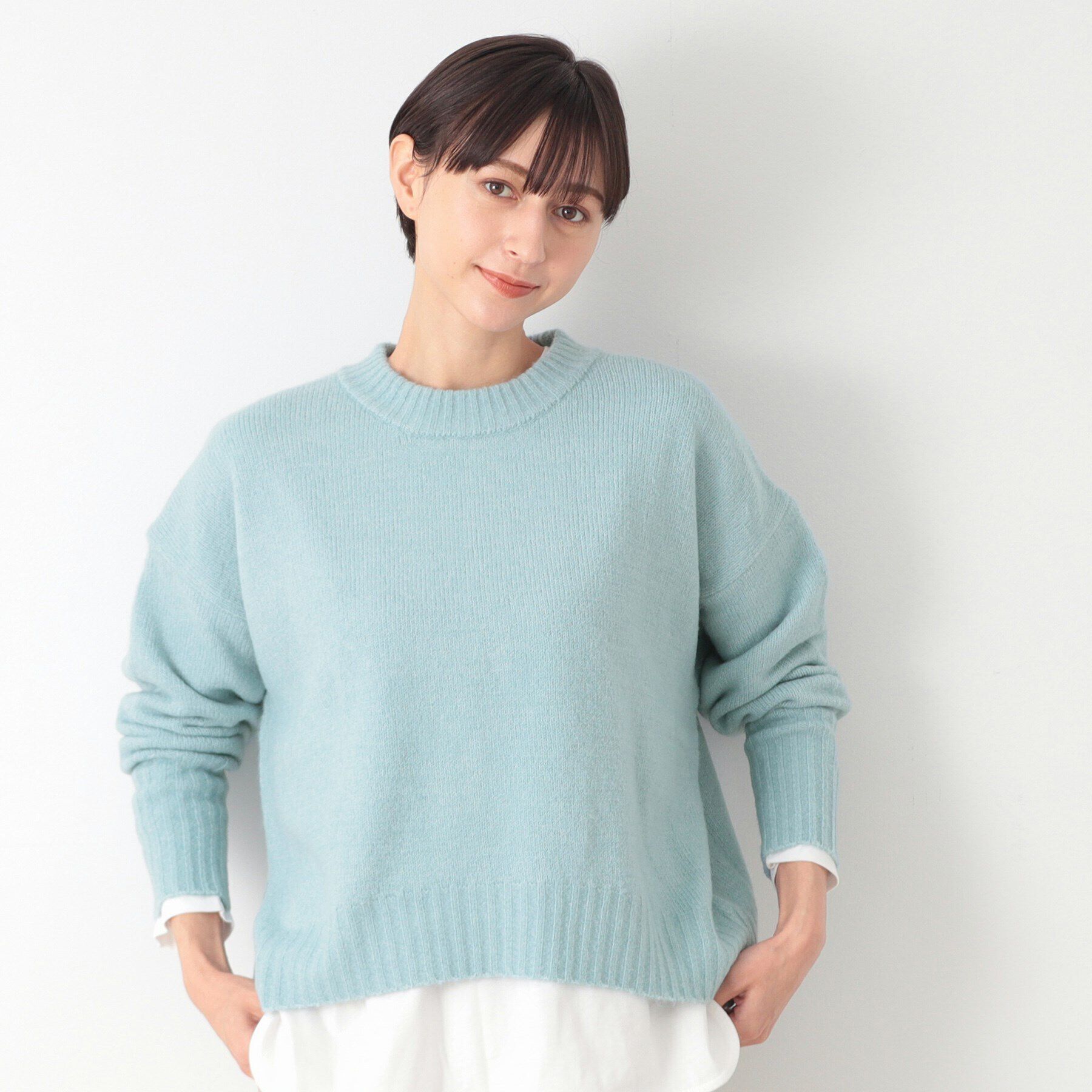 Dessin「【洗える】ショート丈ワイドクルーネックニット（XS～L）」|ニット・セーター|