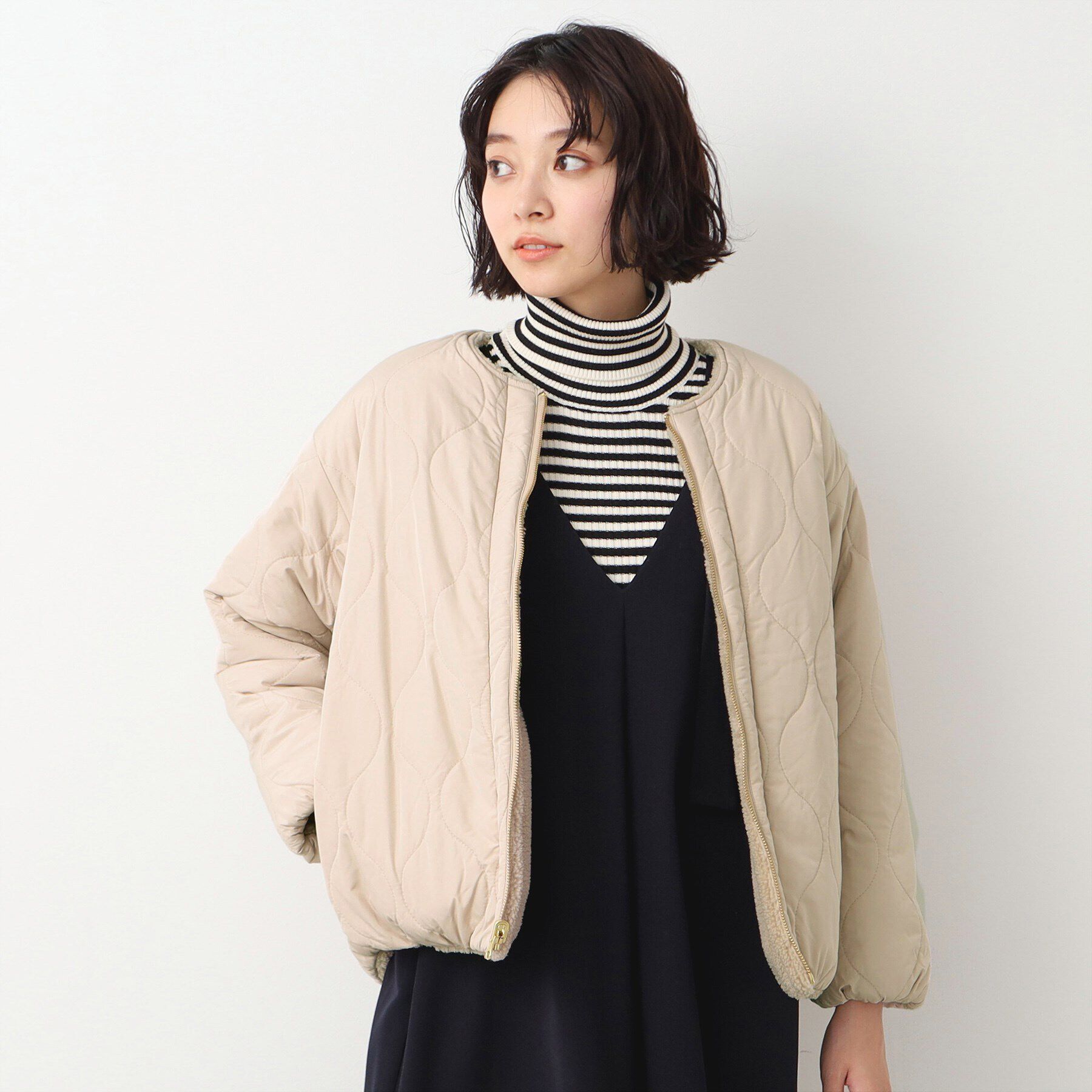 Dessin「【リバーシブル】ボア&times;キルトブルゾン」|テーラードジャケット|