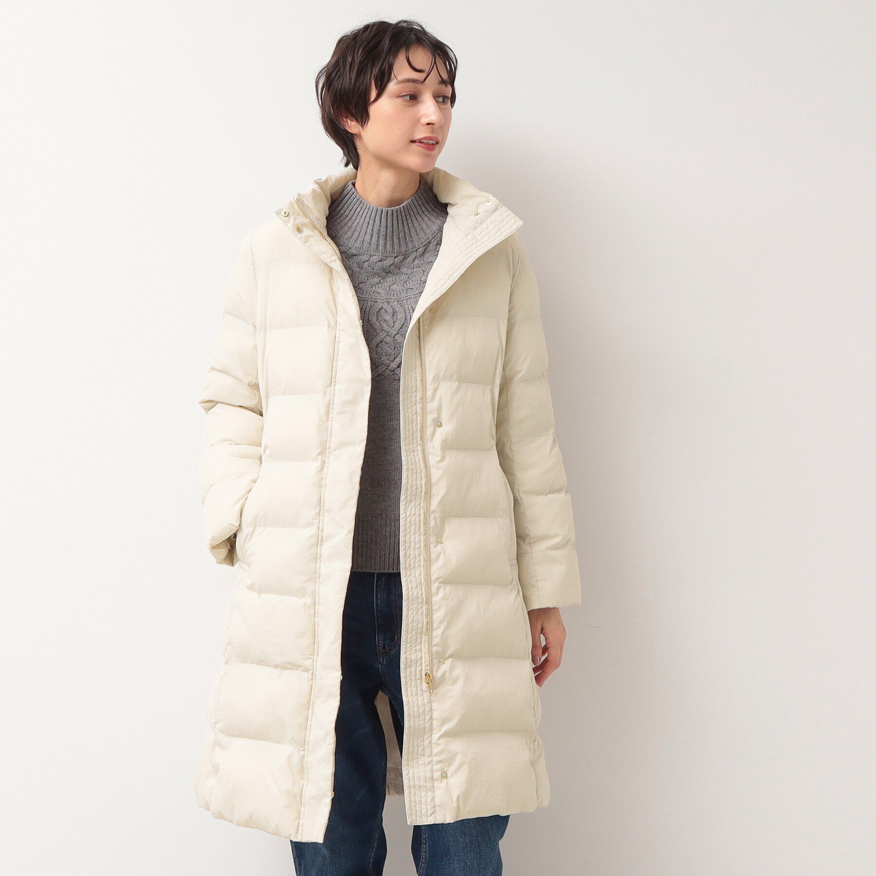 Dessin「【2WAY】中綿ミドル丈コート」|ダウン|アイボリー(004)