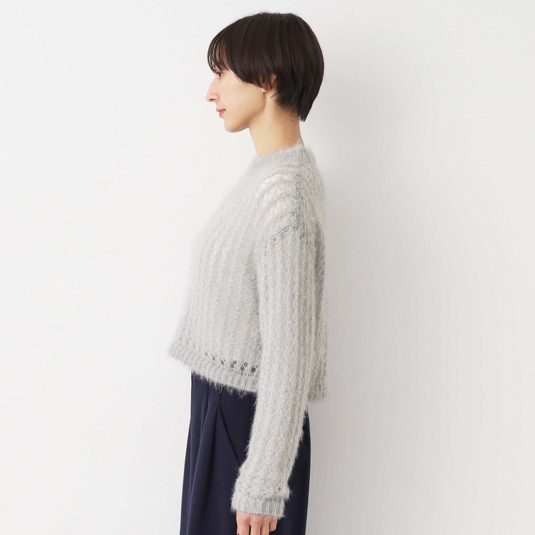 Dessin「【洗える】ショート丈メッシュラメニット（S～L）」|ニット・セーター|