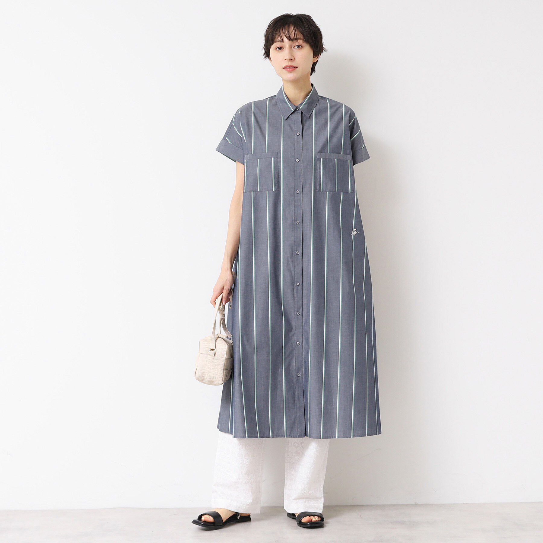 Dessin「【洗える】オリジナルストライプ柄シャツワンピース（S～L）」|ワンピース|