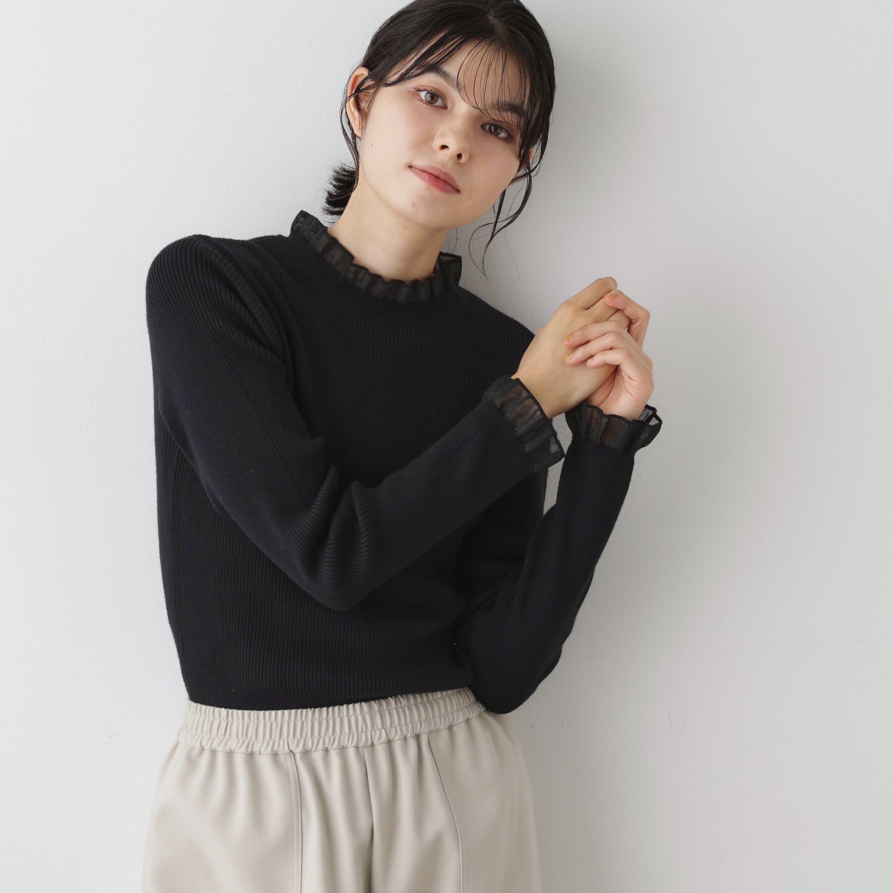 Dessin「【洗える】オーガンジーフリルニット」|ニット・セーター|