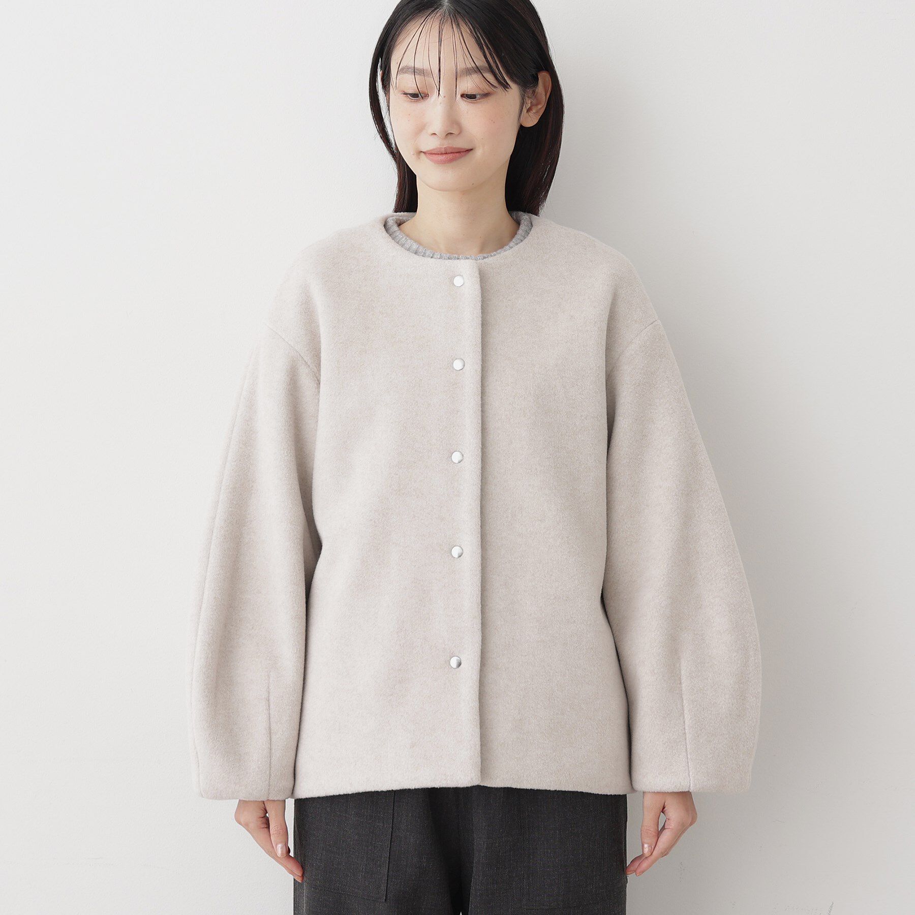 Dessin「メランジ起毛ジャケット」|ノーカラーコート|