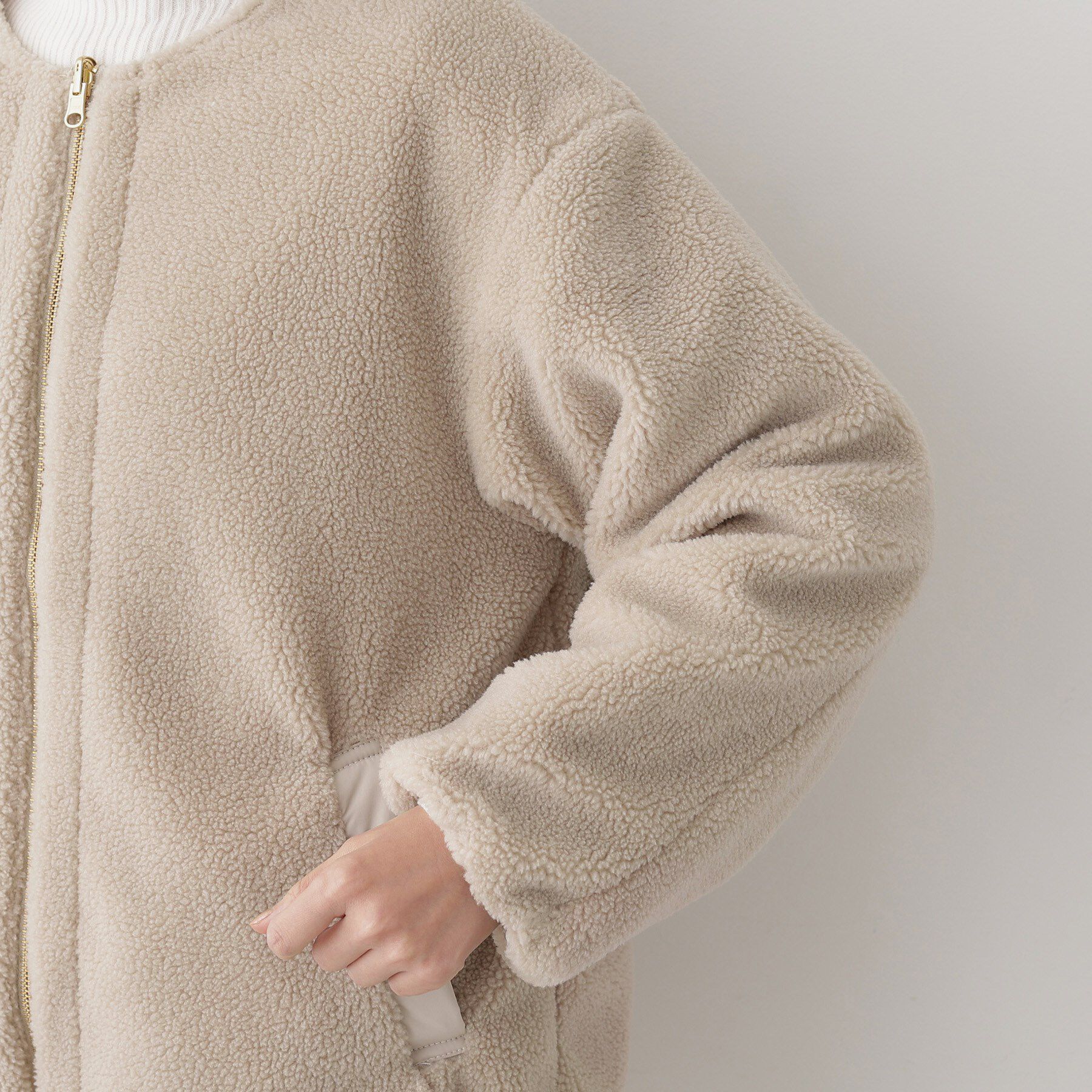 Dessin「【2WAY】リバーシブルタフタボアアウター」|ノーカラージャケット|