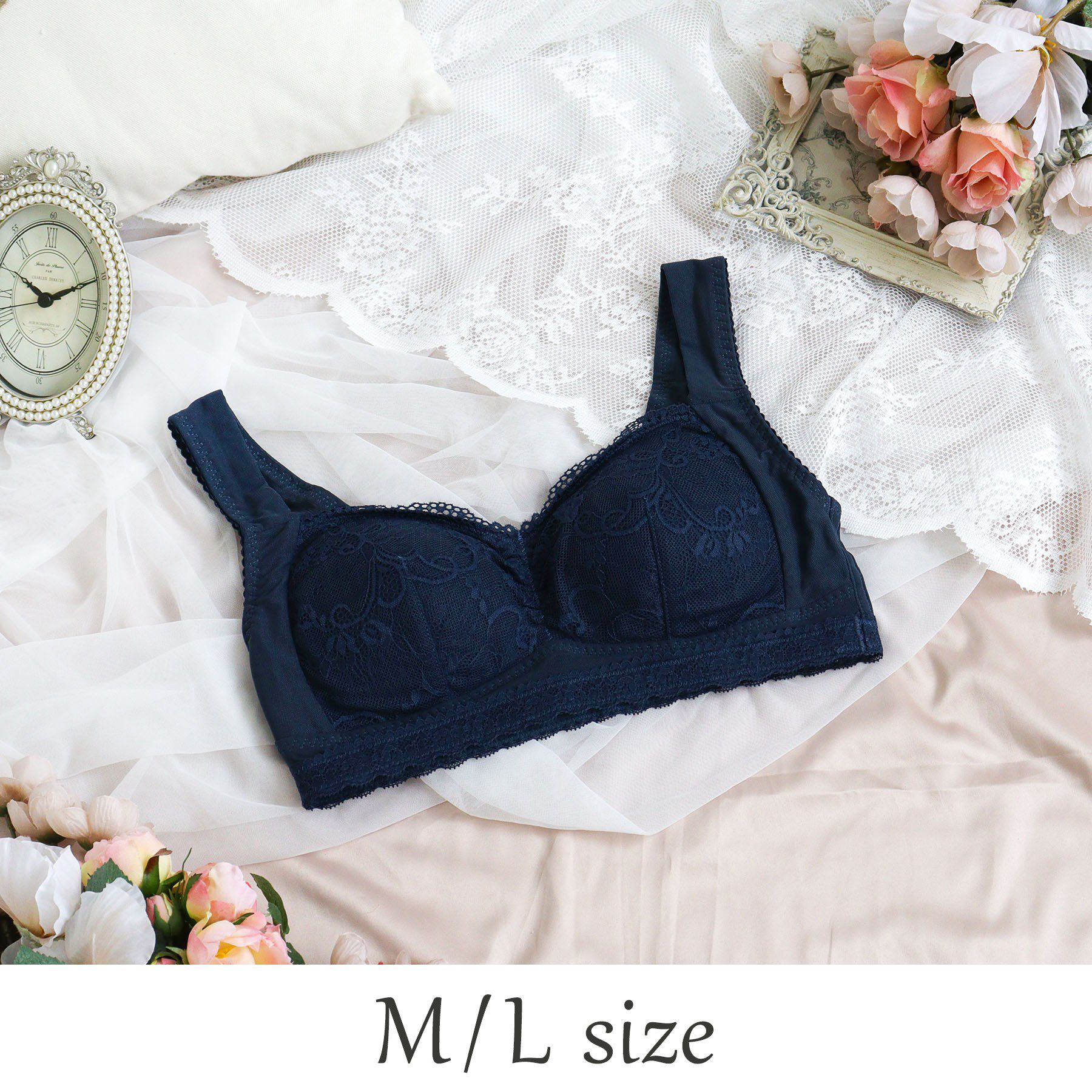 Risa Magli「フェリーチェ おやすみブラ （M-L）」|インナー|ネイビー(094)