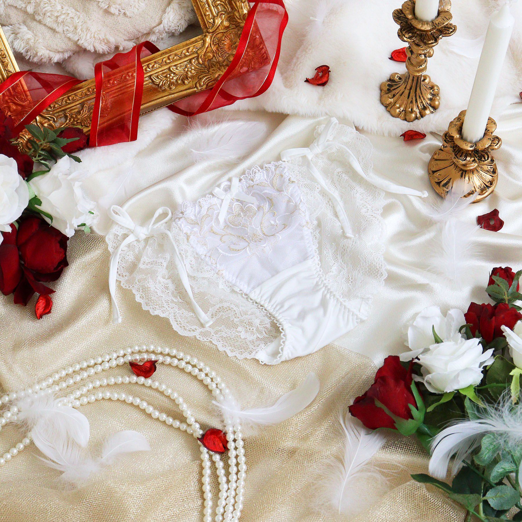 Risa Magli「【アリーナ】 リボンショーツ」|インナー|ホワイト(001)