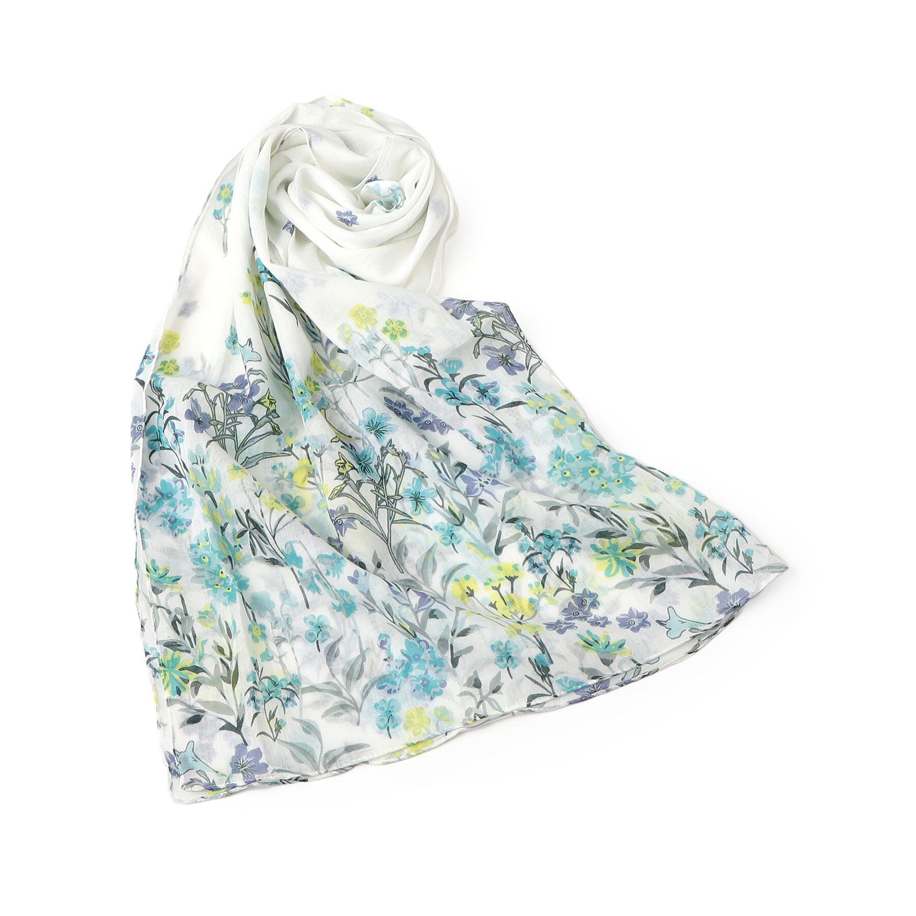 ITS&rsquo;DEMO「【洗濯可】フラワーコットンストール」|ストール|ブルー(192)