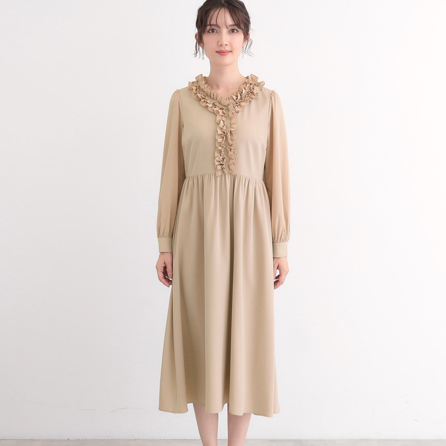 SunaUna「【オケージョン対応可／衿フリル】フェミニンワンピース」|ワンピース|