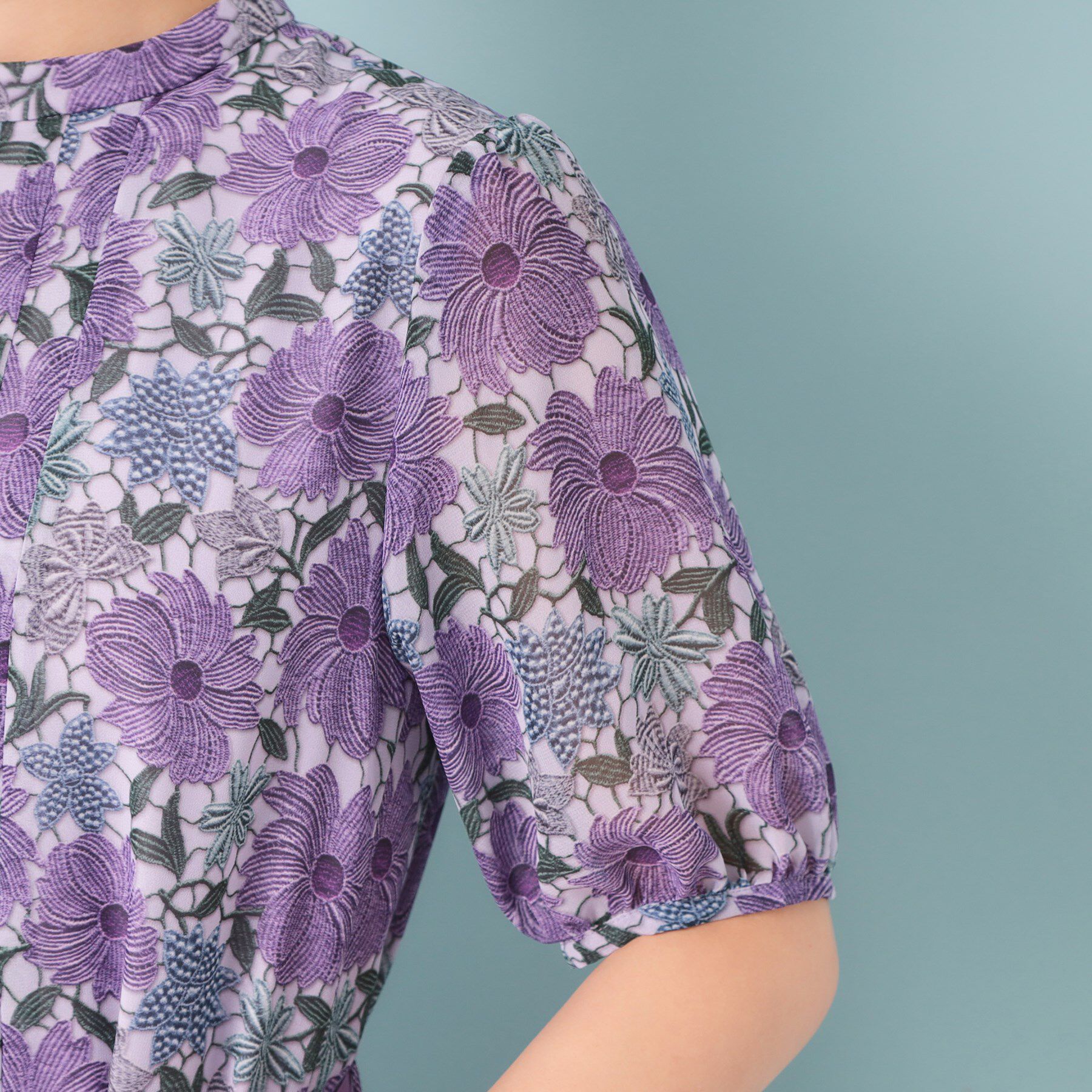 SunaUna「【&yours project／SS～L】レース柄プリーツワンピース」|ワンピース|