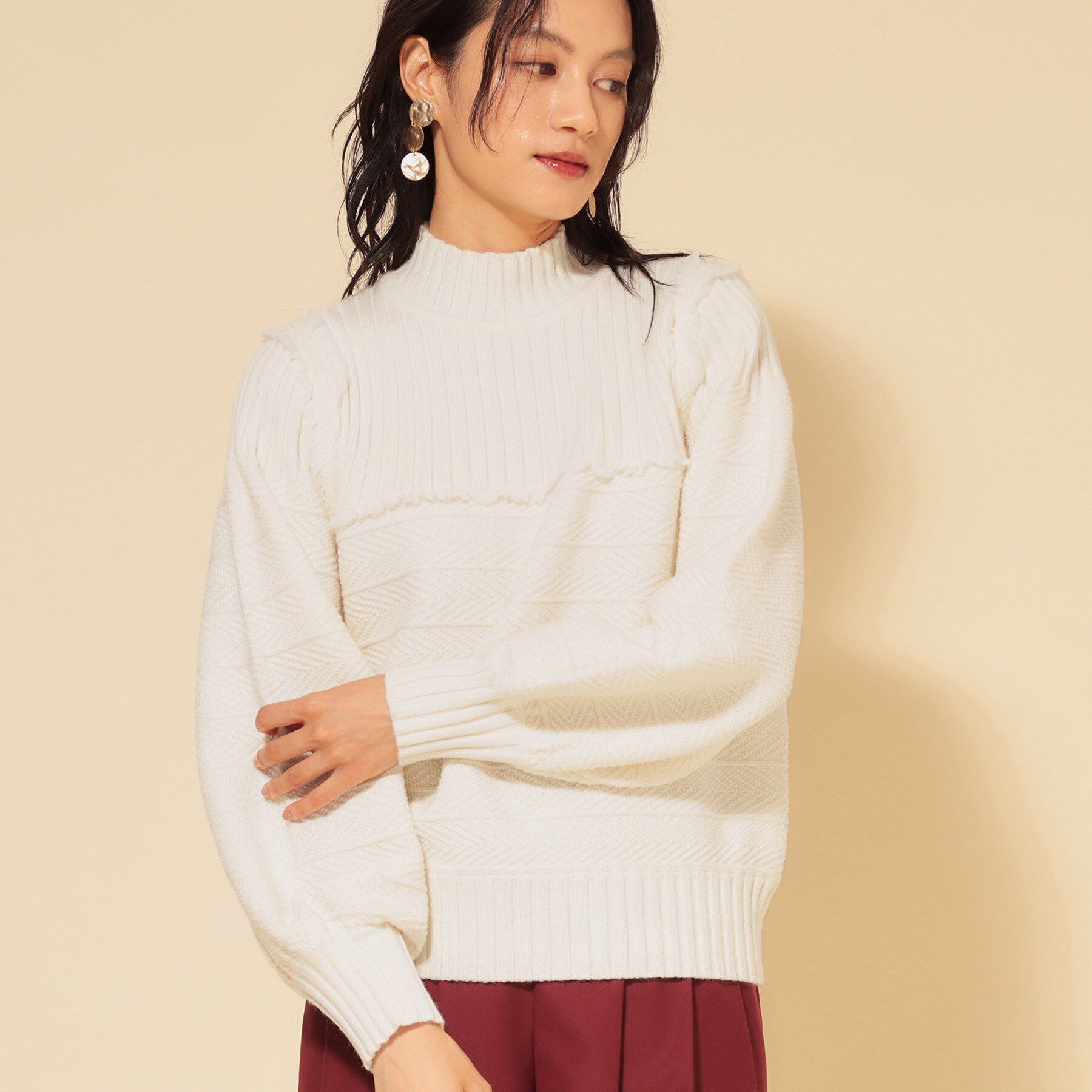 SunaUna「【COLLECTION LINE】編変化シフォンニット」|ニット・セーター|