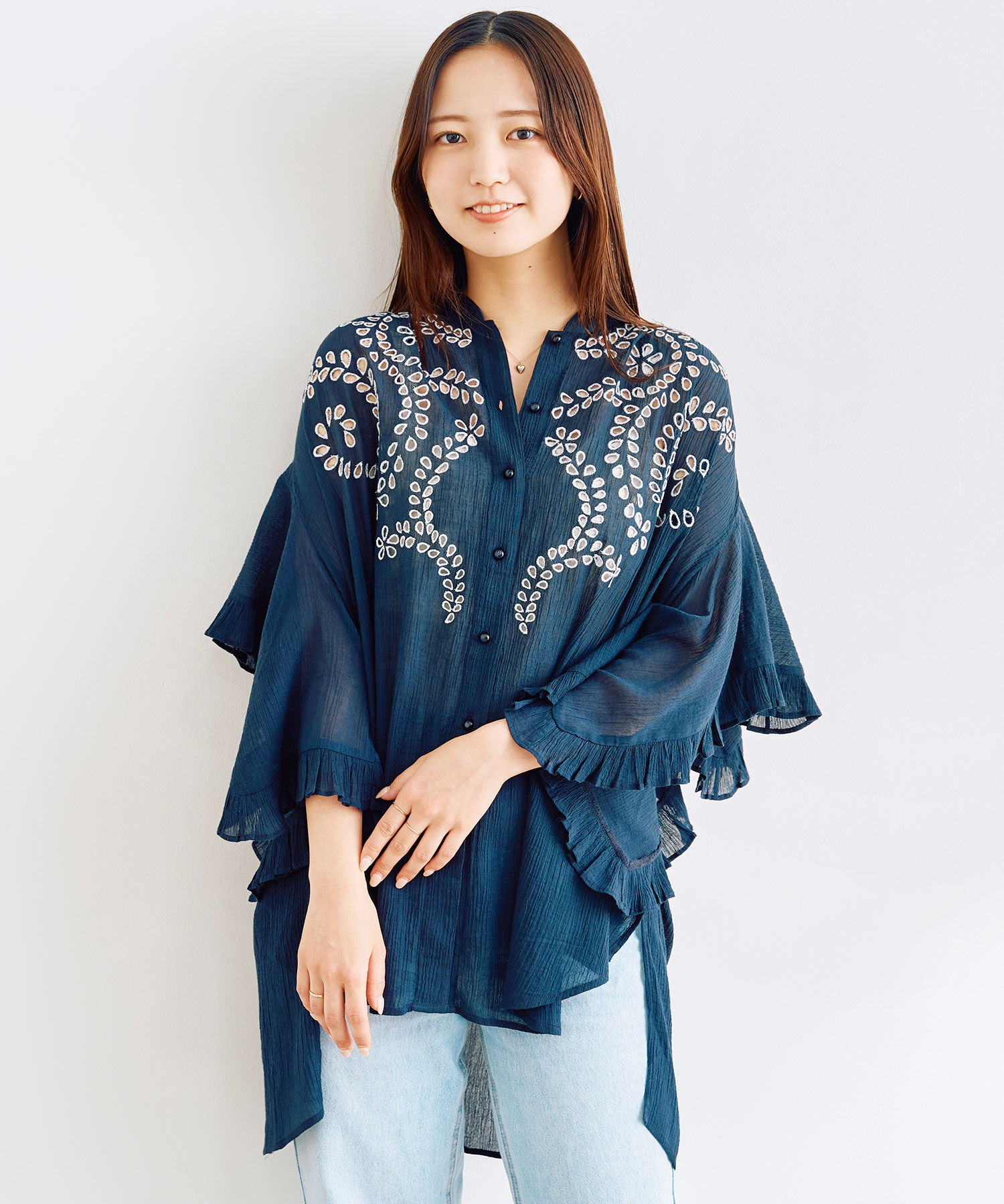 COCO DEAL「エンブロイダリーフリルスリーブブラウス」|シャツ・ブラウス|
