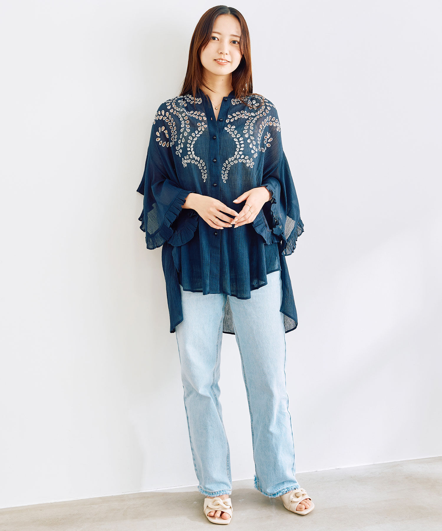 COCO DEAL「エンブロイダリーフリルスリーブブラウス」|シャツ・ブラウス|