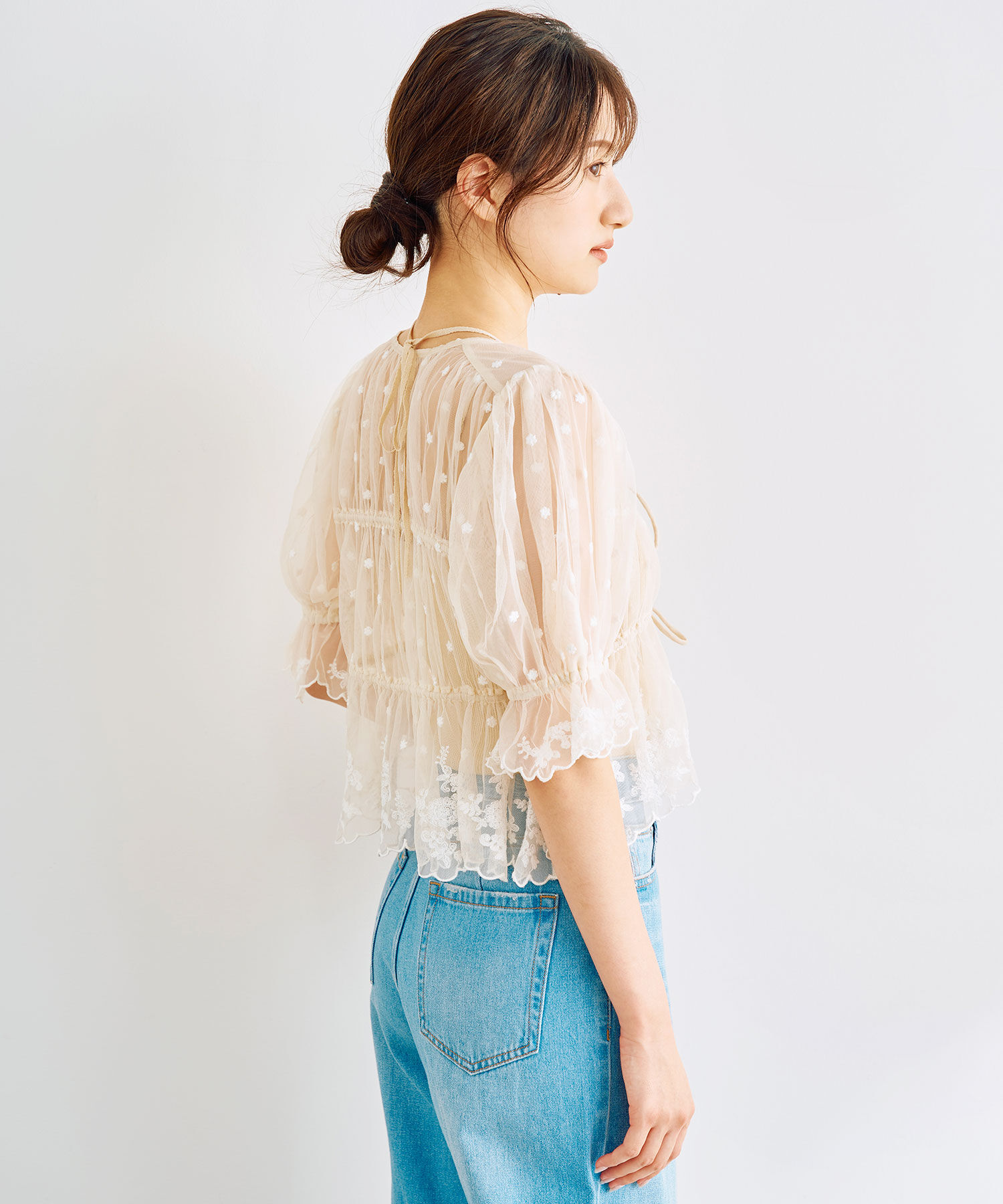 COCO DEAL「チュールエンブロイダリーペプラムブラウス」|シャツ・ブラウス|