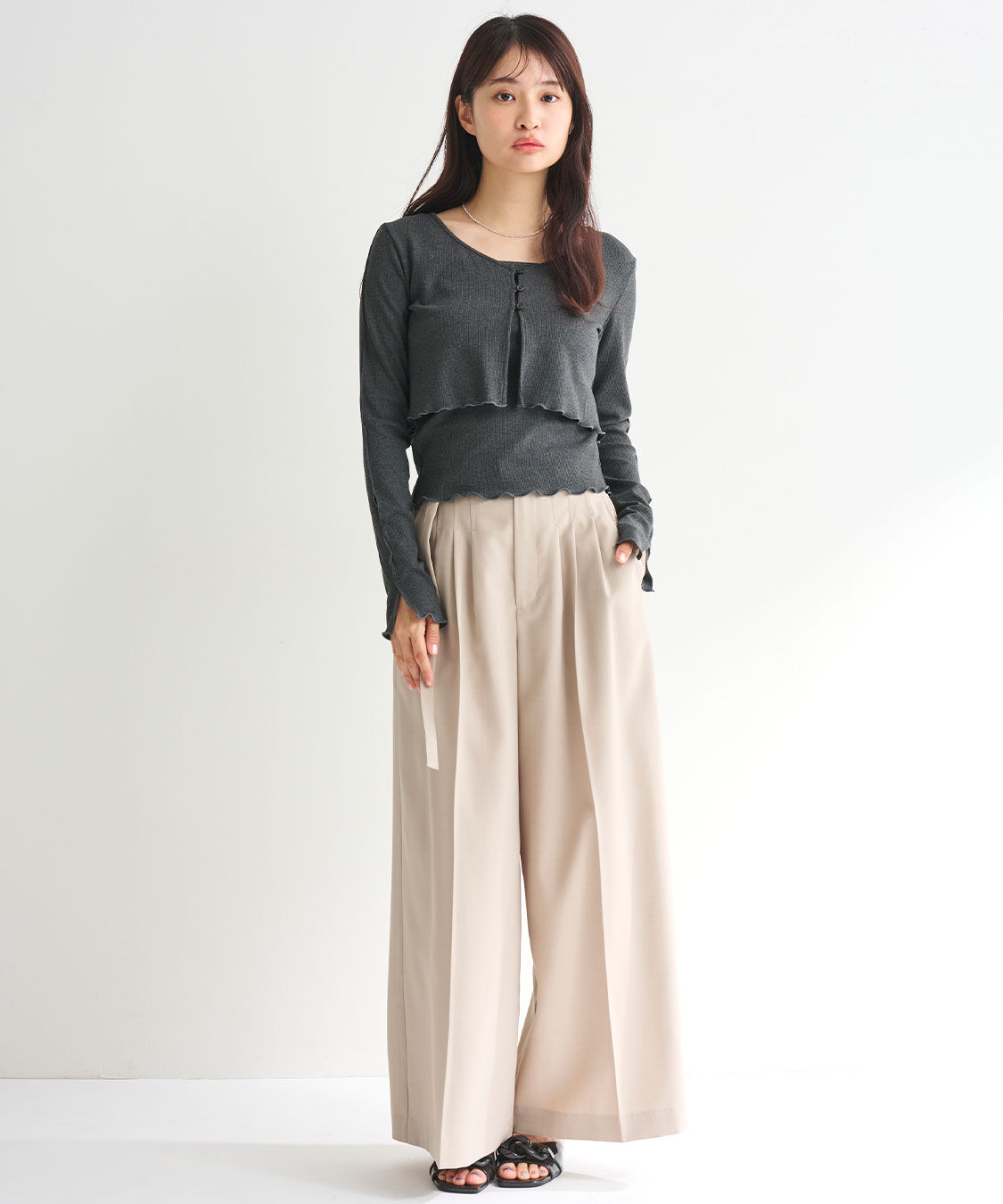 COCO DEAL「3タックワイドパンツ」|スラックス|