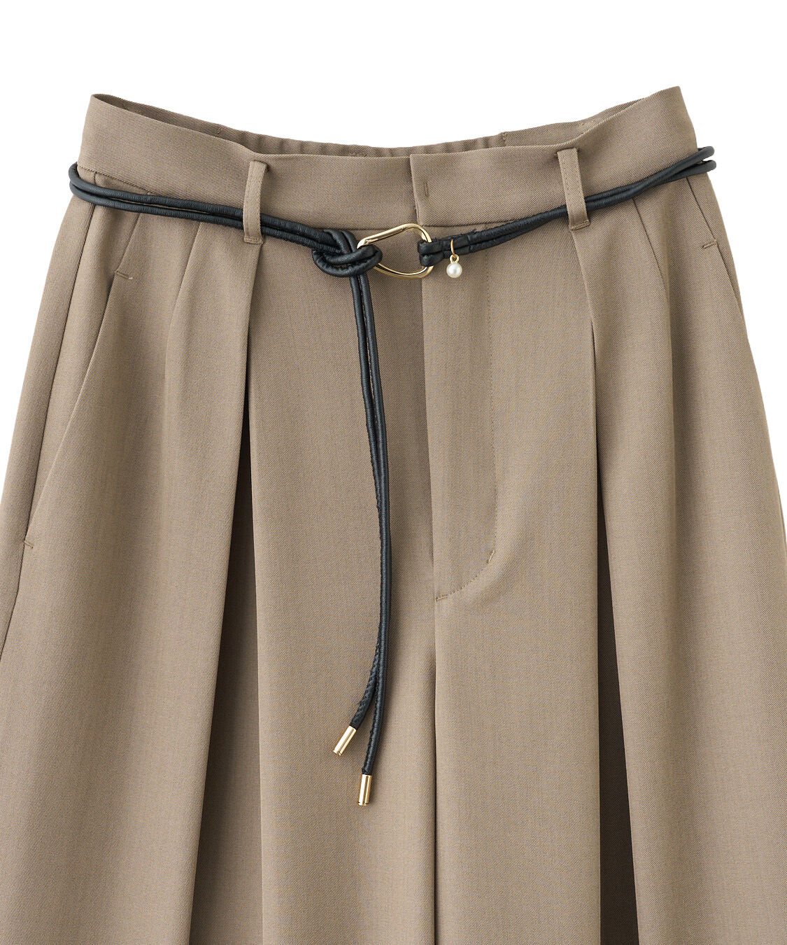 COCO DEAL「合皮デザインベルト付きタックパンツ」|スラックス|