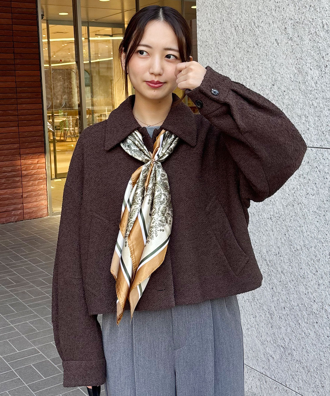 COCO DEAL「ブークレステンカラーショートコート」|ステンカラーコート|