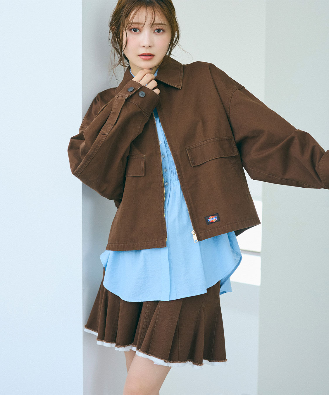 COCO DEAL「《COCO DEAL/Dickies(R)》ショートジップブルゾン」|ブルゾン・スタジャン|ブラウン