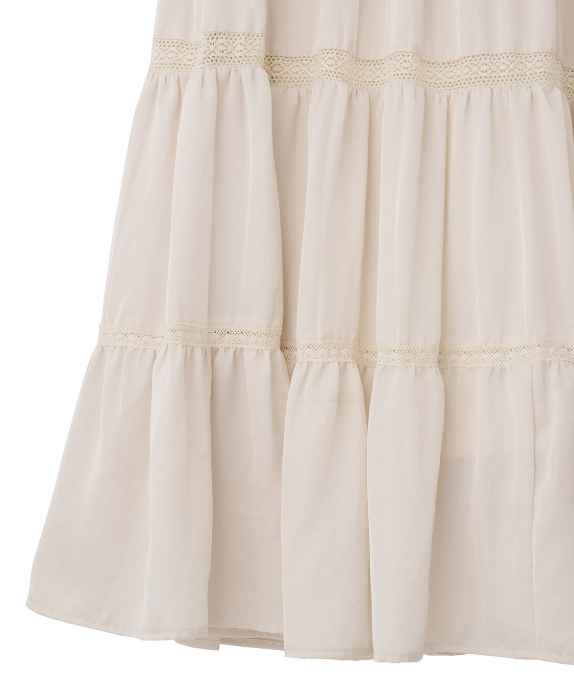 COCO DEAL「レース切替ティアードサテンスカート」|スカート|