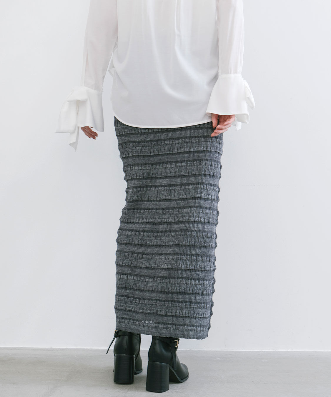 COCO DEAL「フリルボーダーニットタイトスカート」|タイト|