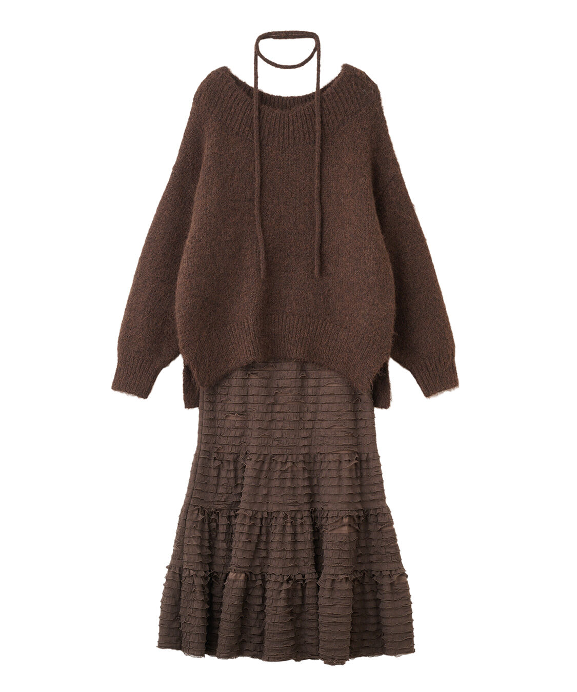 COCO DEAL「オフショルニット&times;フリルティアードスカート」|スカート|