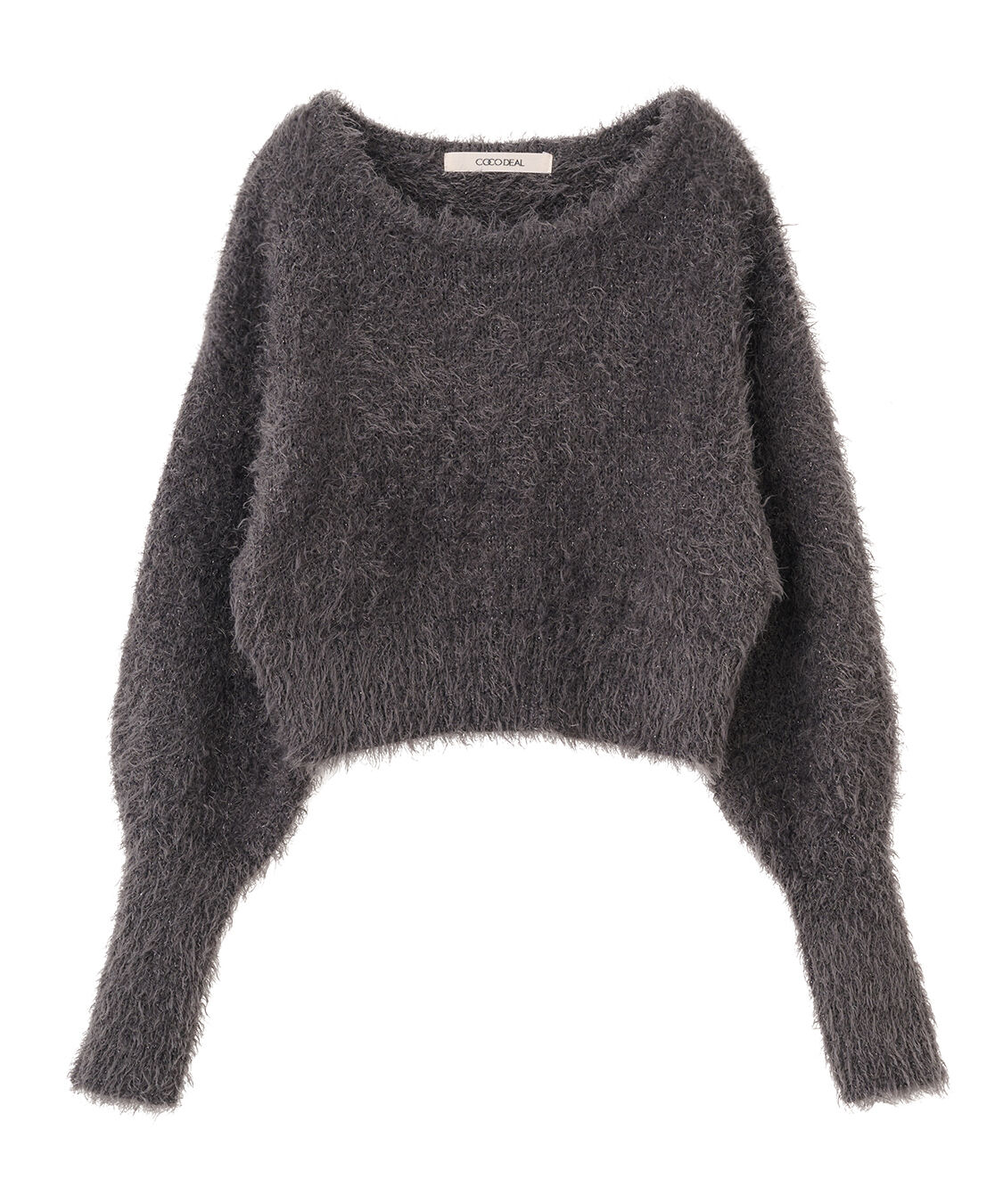 COCO DEAL「ラメフェザーパフスリーブニット」|ニット・セーター|チャコール