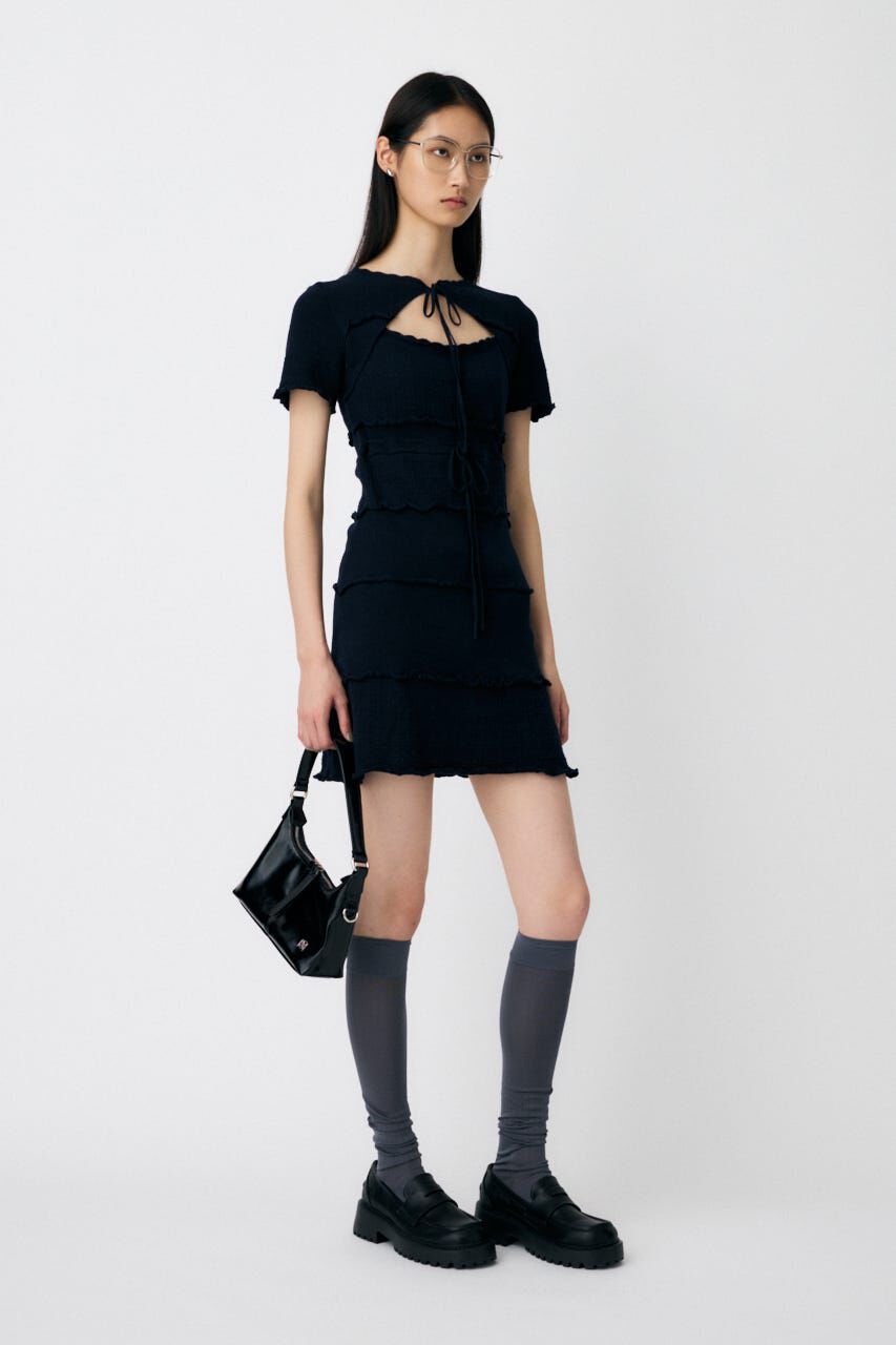 MOUSSY「BOW DESIGN KNIT ミニ  ドレス」|ワンピース|