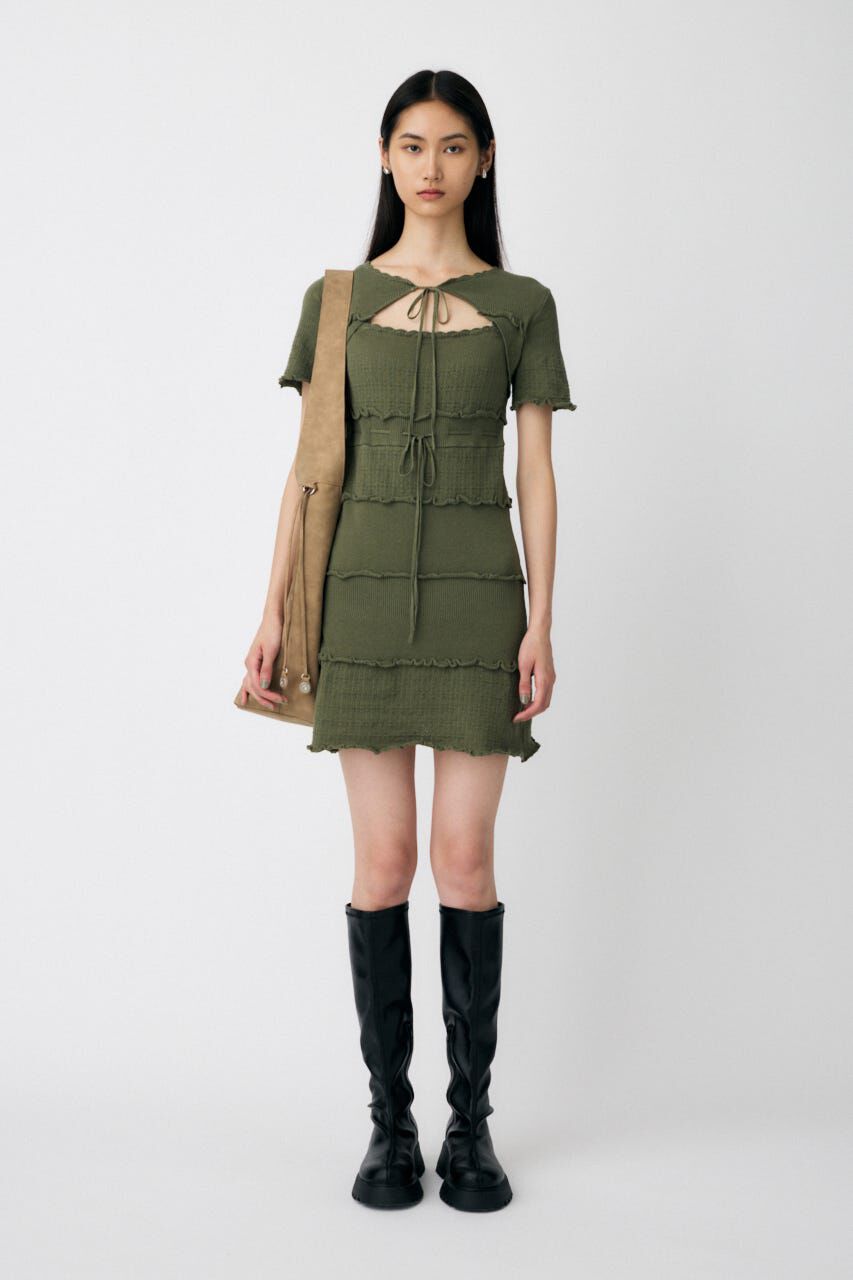 MOUSSY「BOW DESIGN KNIT ミニ  ドレス」|ワンピース|