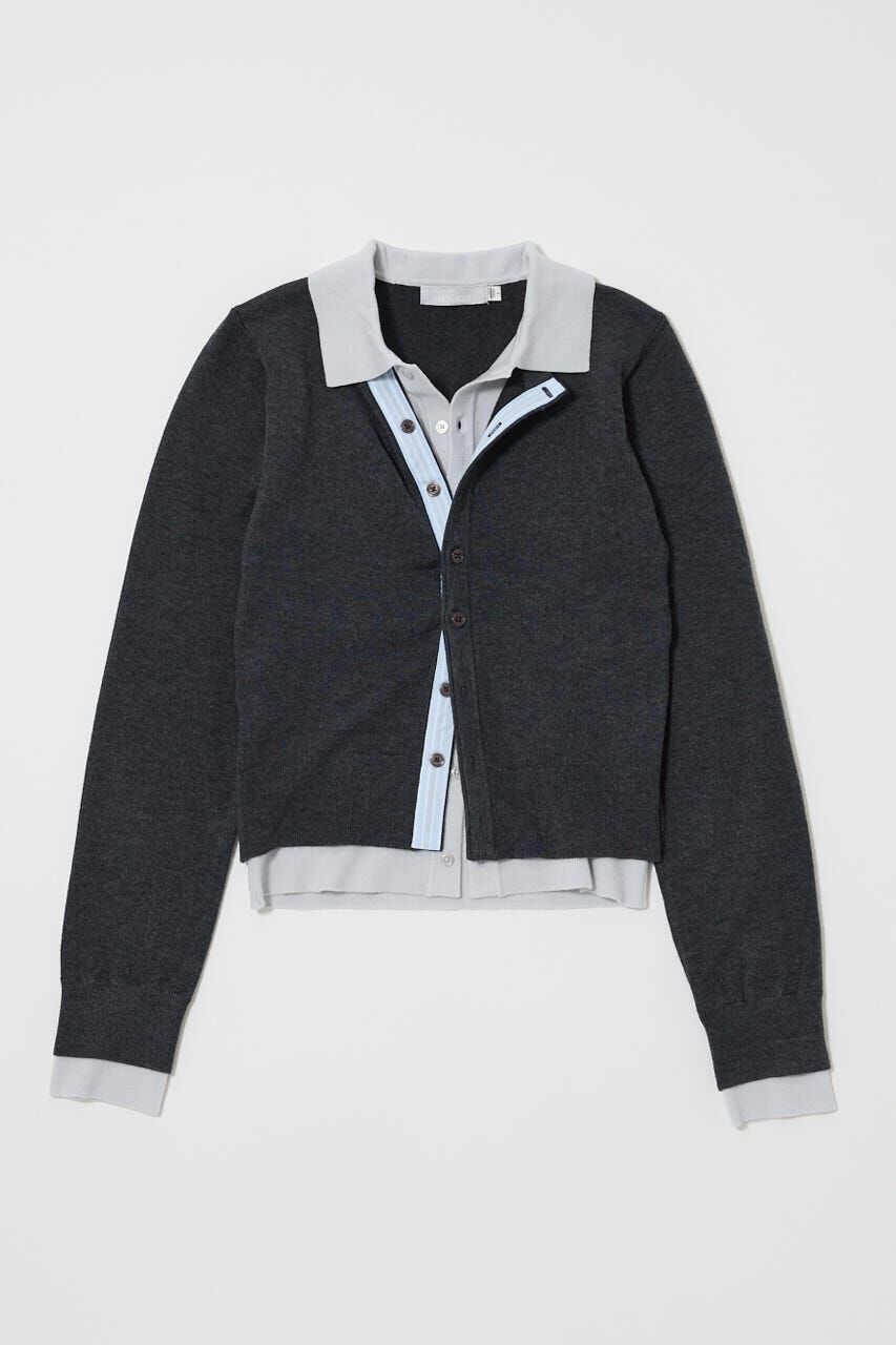 MOUSSY「DOUBLE LAYERED ニットシャツ」|シャツ・ブラウス|C.GRY