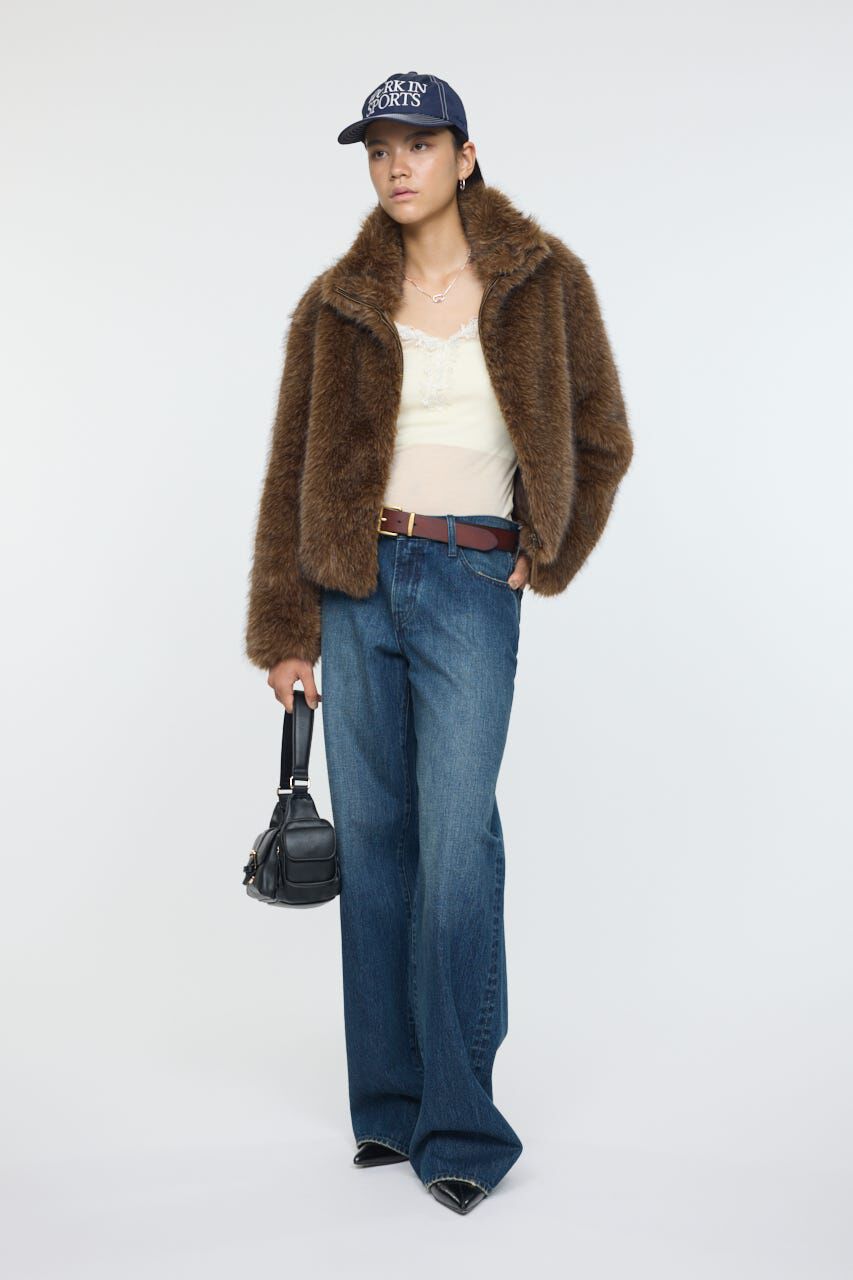 MOUSSY「F/FUR STAND COLLAR ジャケット」|ブルゾン・スタジャン|