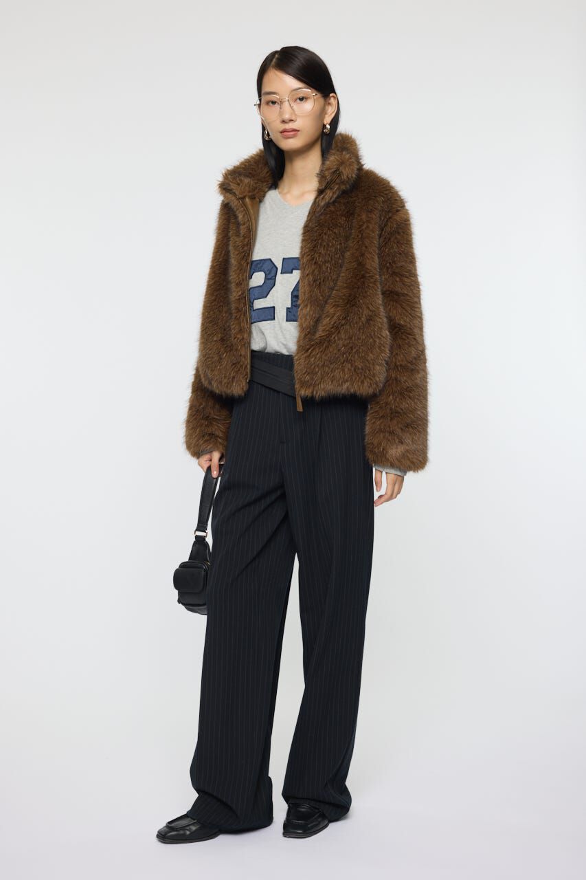 MOUSSY「F/FUR STAND COLLAR ジャケット」|ブルゾン・スタジャン|