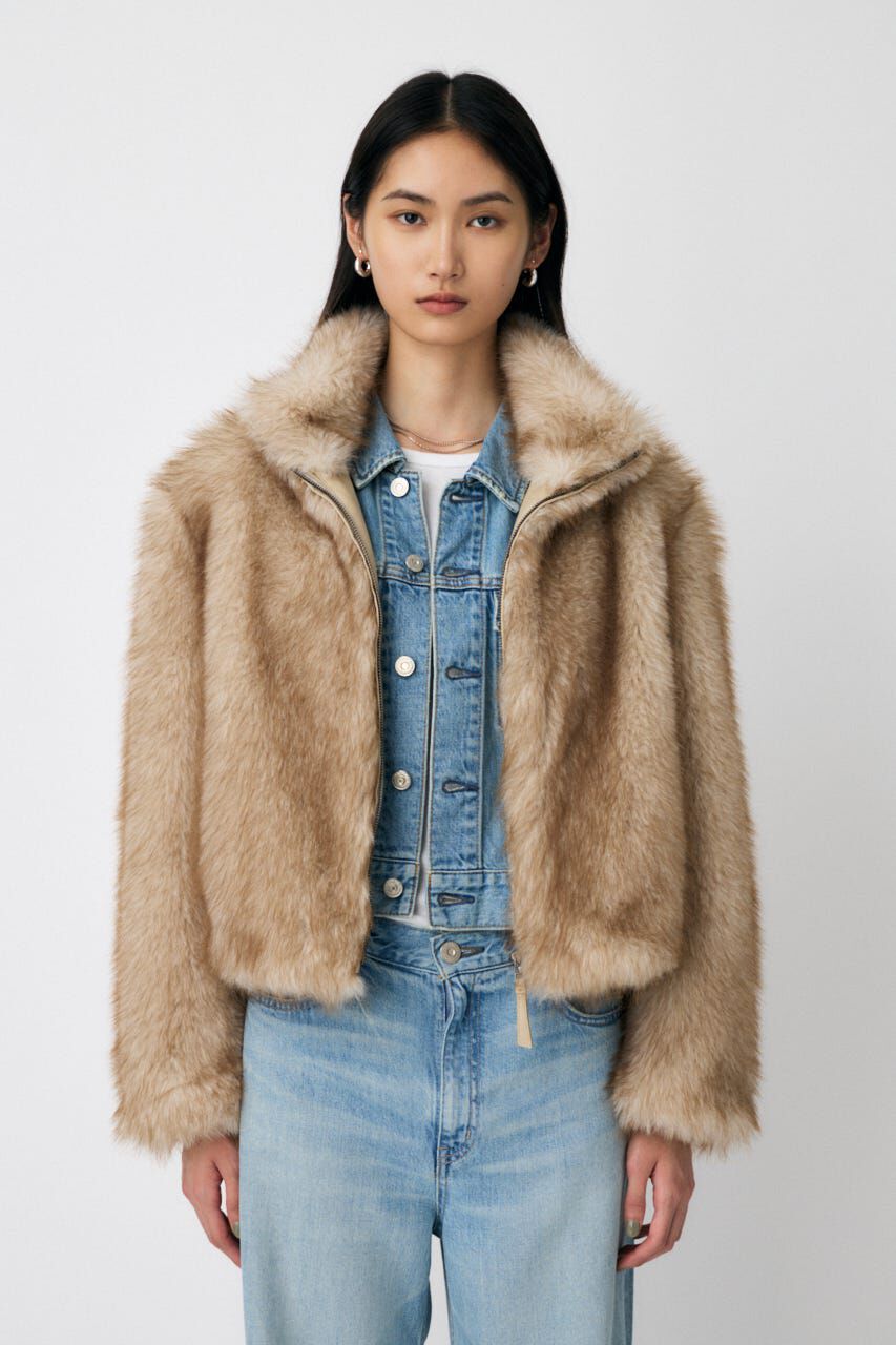 MOUSSY「F/FUR STAND COLLAR ジャケット」|ブルゾン・スタジャン|