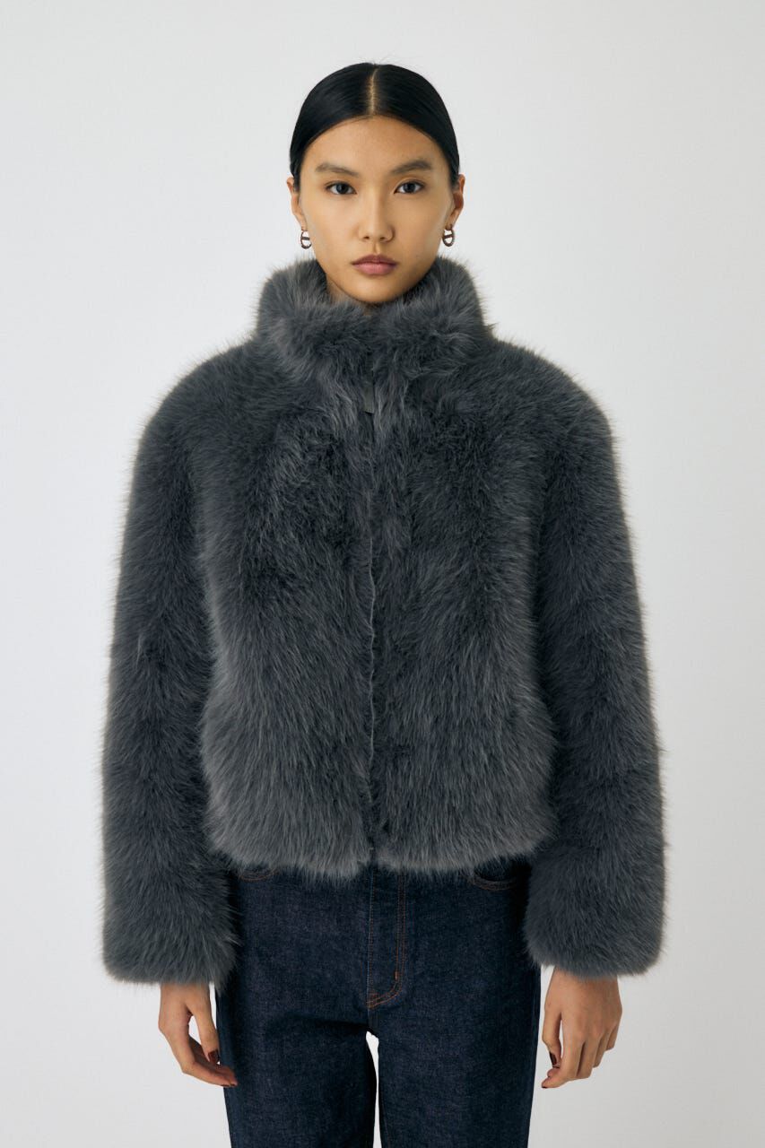 MOUSSY「F/FUR STAND COLLAR ジャケット」|ブルゾン・スタジャン|