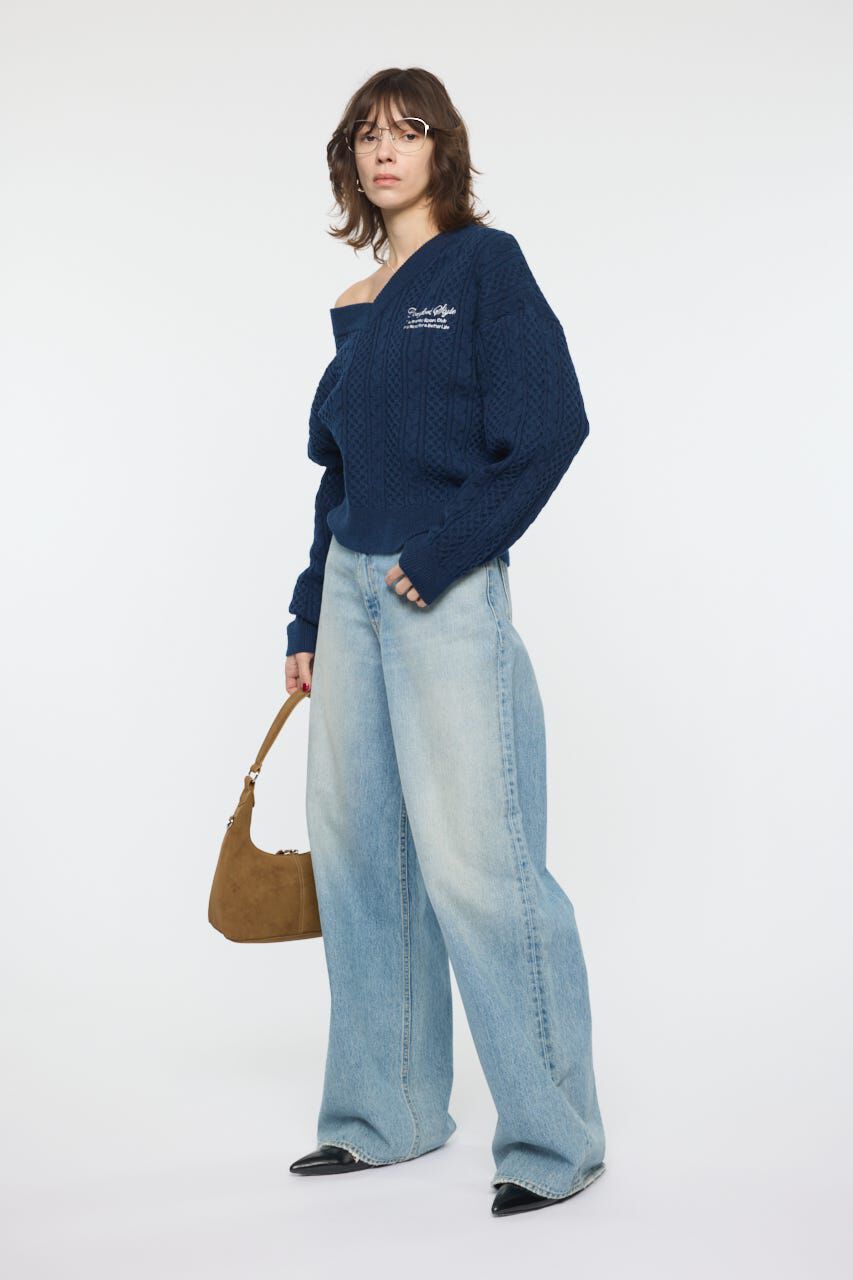 MOUSSY「CABLE V NECK ニット」|ニット・セーター|