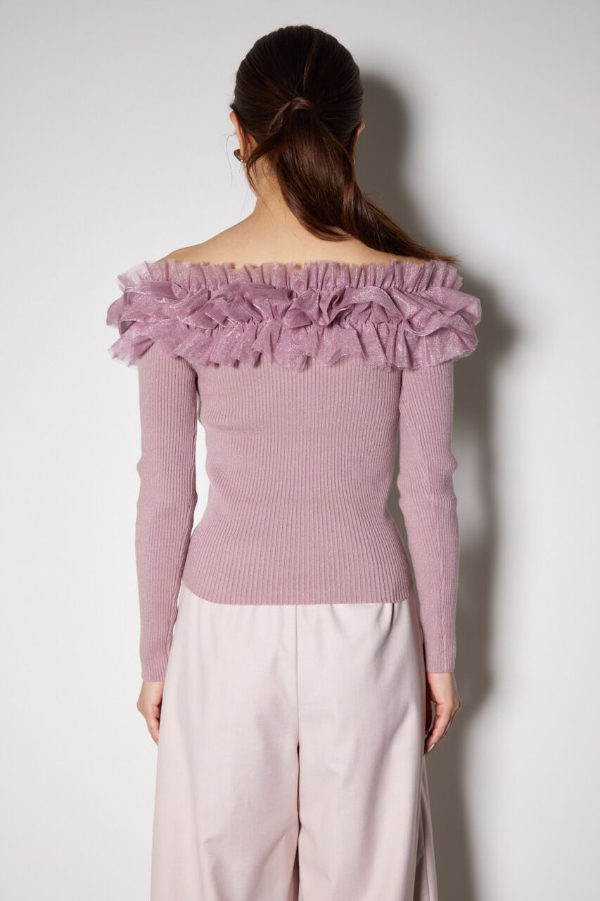 rienda「チュールフリルオフショルニットトップス」|ニット・セーター|