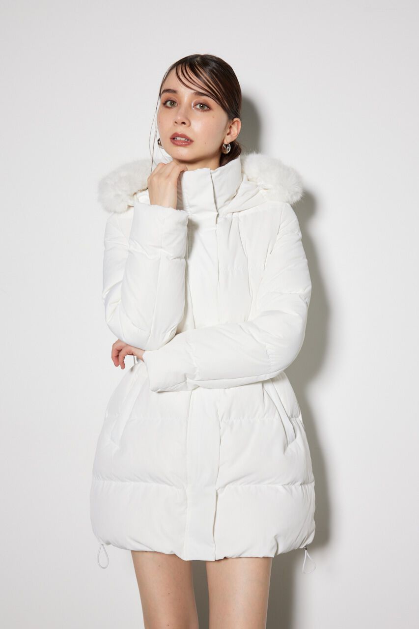 rienda「シャーリングゴムベルト付きシェイプダウンコート」|その他|WHT